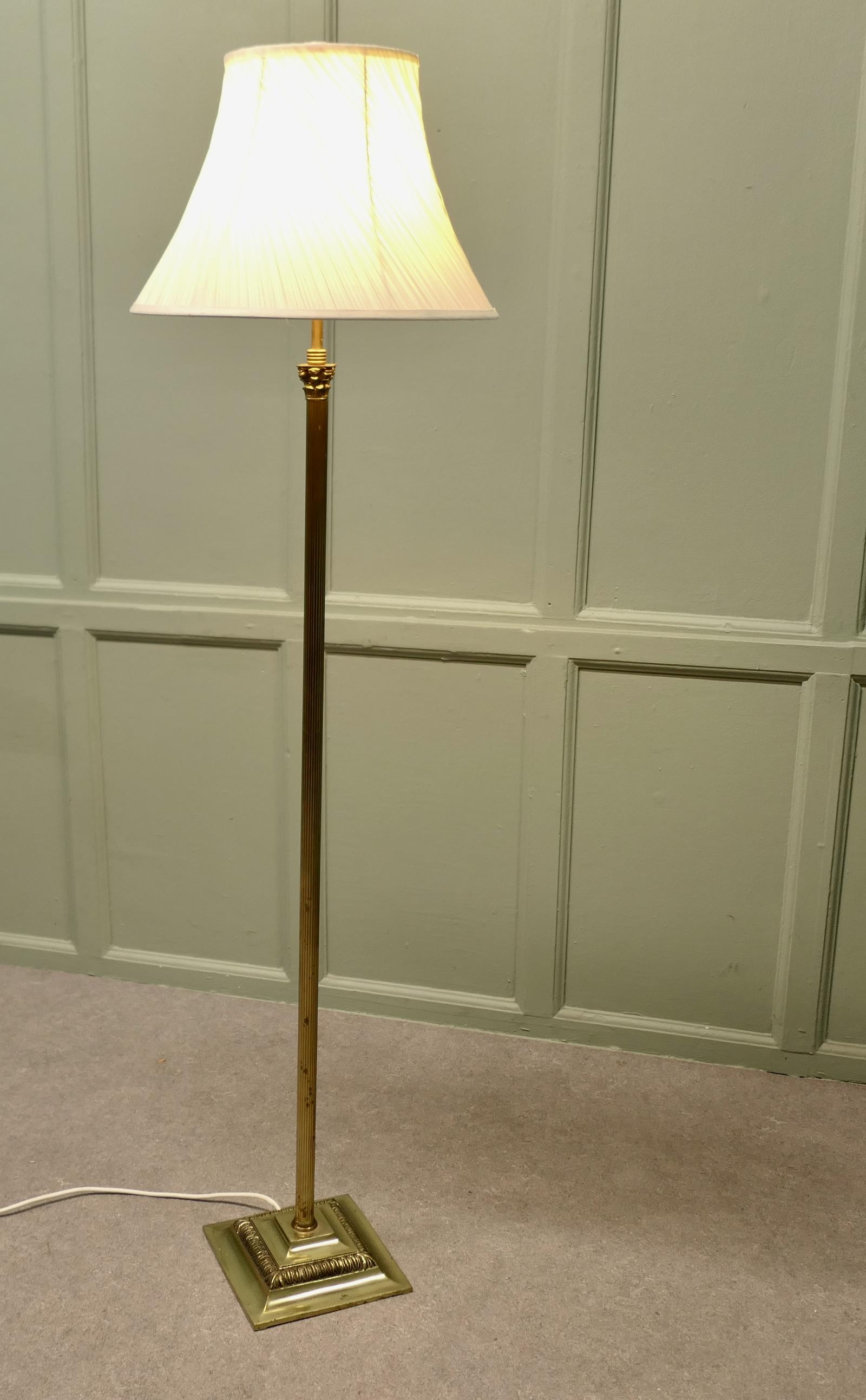 Petite Corinthian Column Brass Floor Lamp (1 of 6)