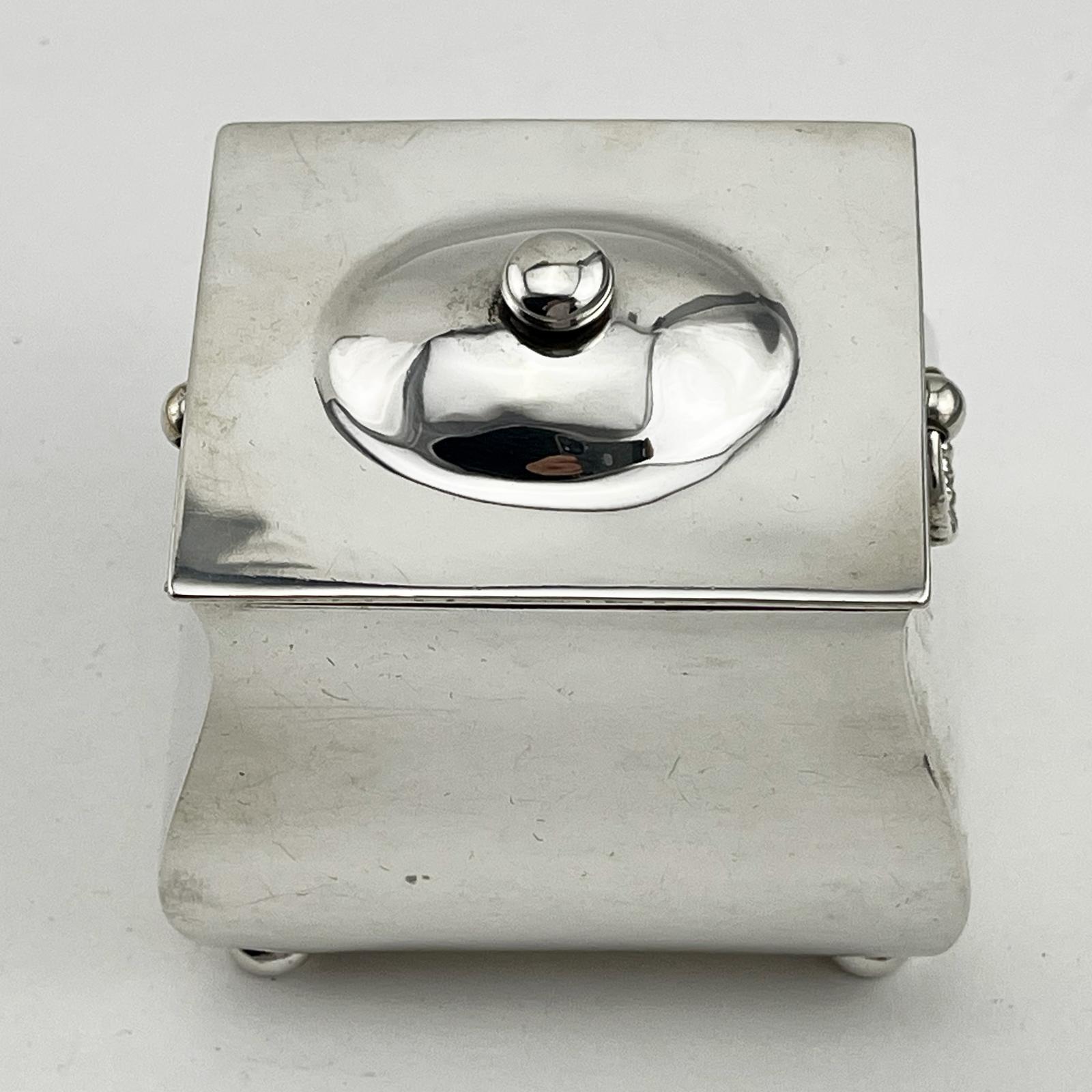 Plain Edwardian Sterling Silver Tea Caddy (1 of 6)