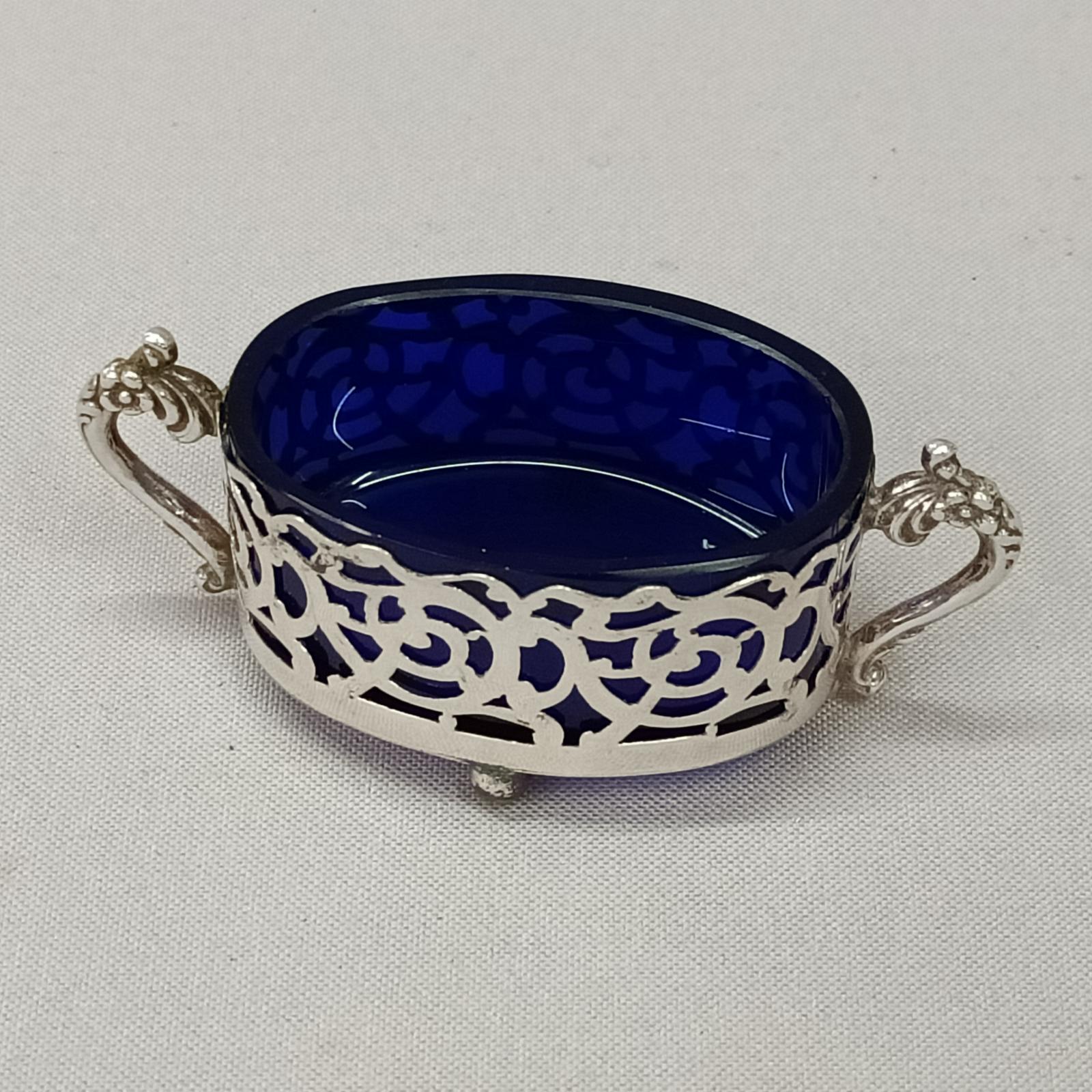Silver Salt Cellar with Blue Liner (1 of 5)