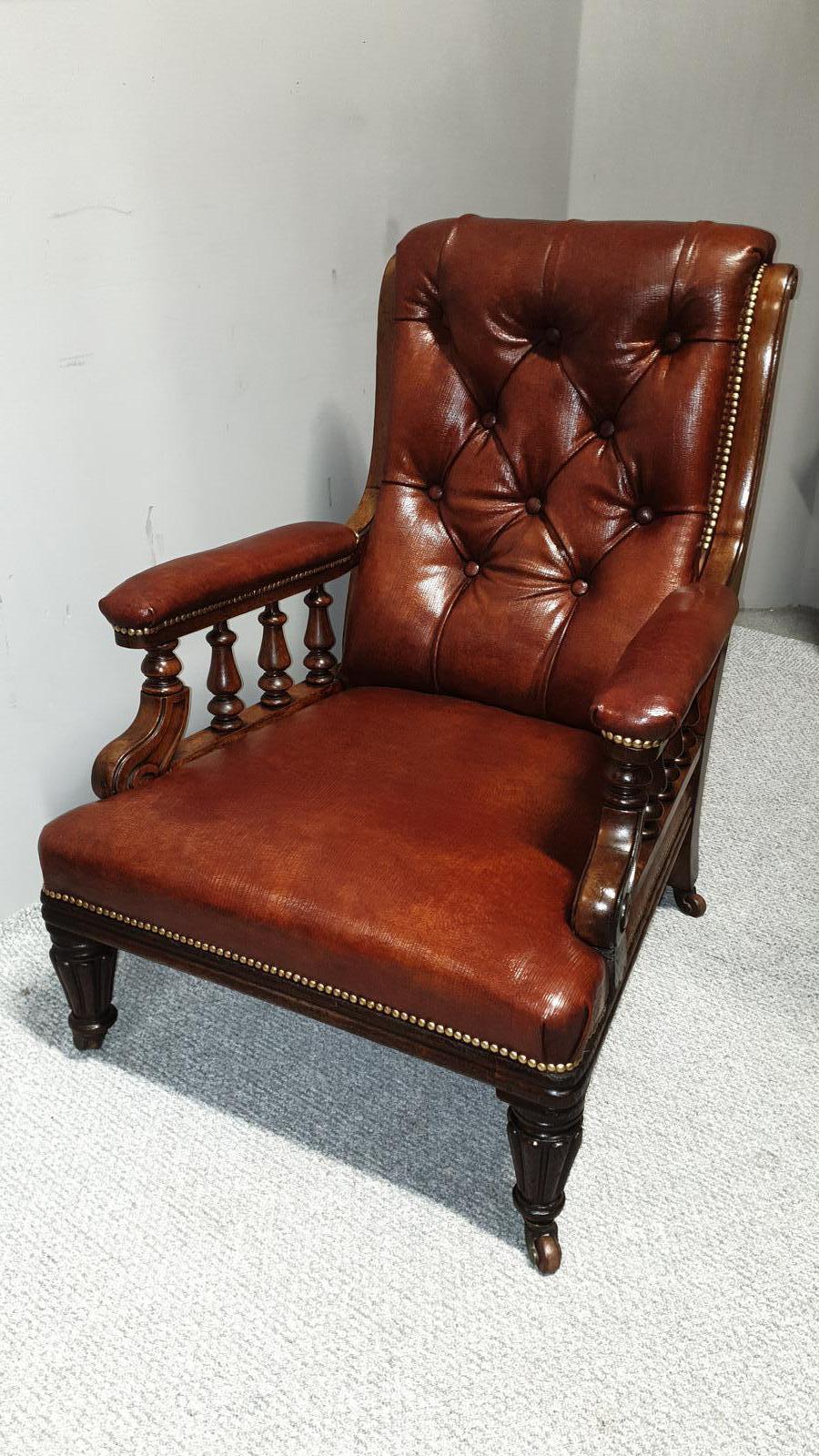 Superb Victorian Leather Library Chair (1 of 1)