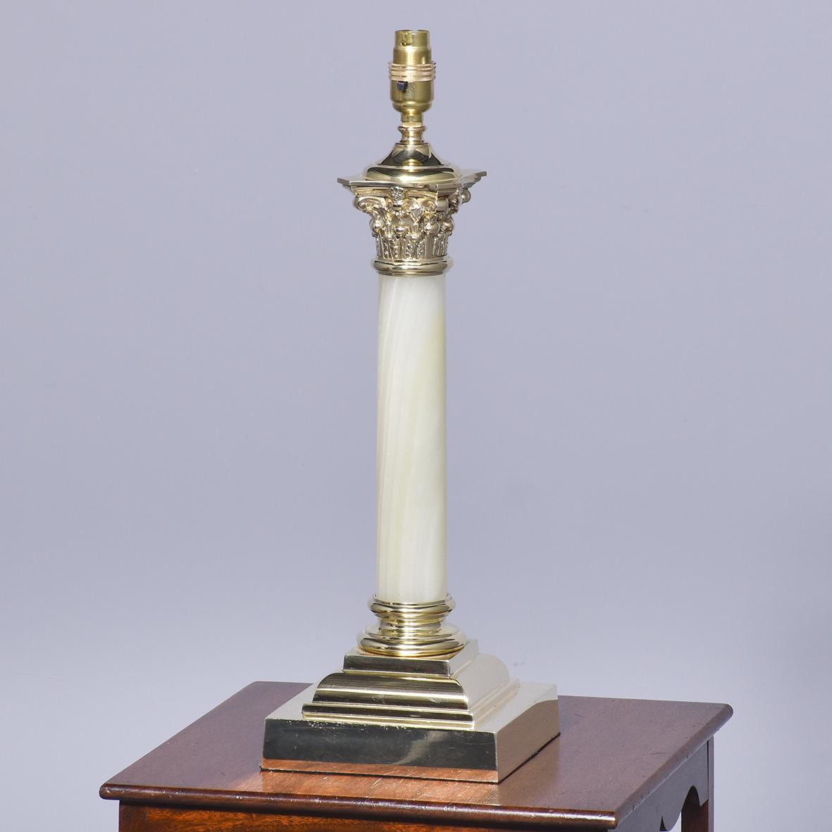 Victorian Onyx and Brass Oil Lamp Converted to an Electric Lamp (1 of 6)