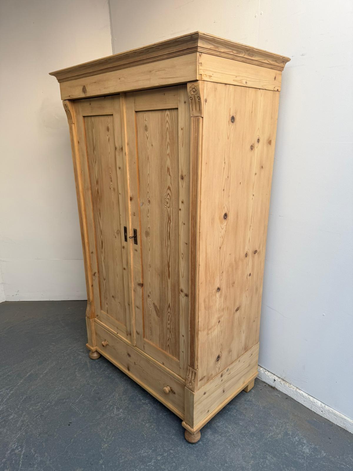 A Rare Arts& Crafts Antique Pine Narrow 2 Door Knockdown Wardrobe to Wax/Paint (1 of 11)