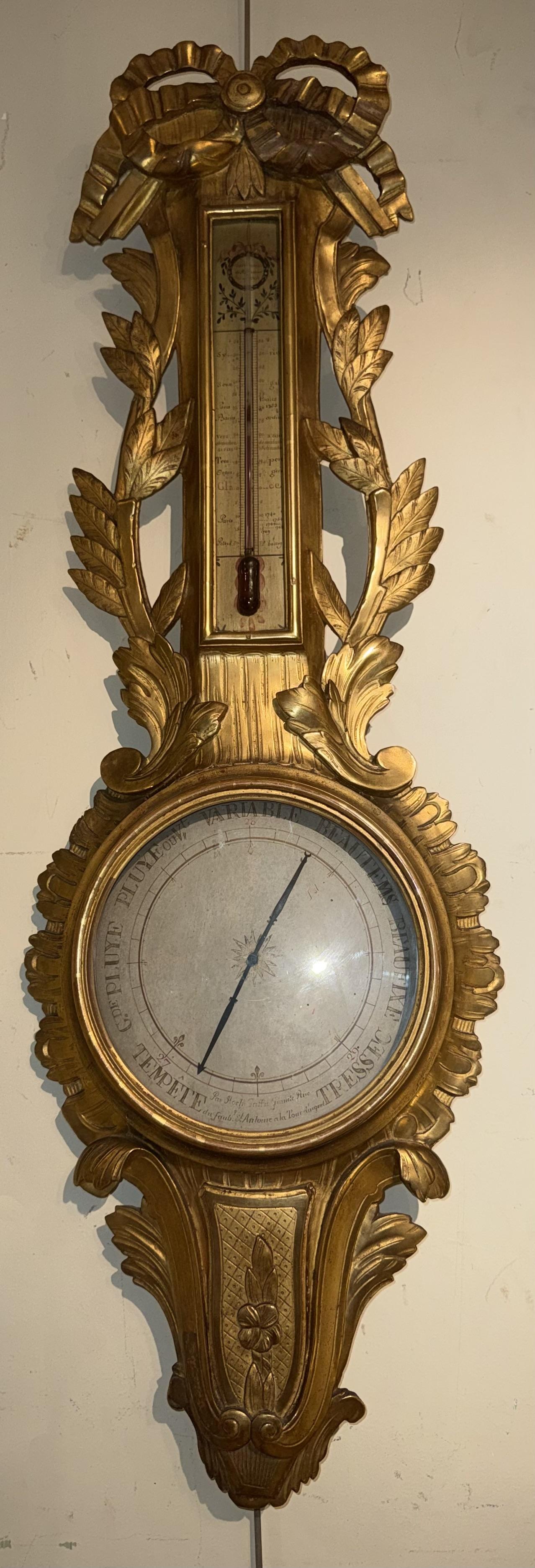 18th Century Louis XVI Carved Giltwood Barometer (1 of 7) 18th Century Louis XVI Carved Giltwood Barometer (1 of 7)