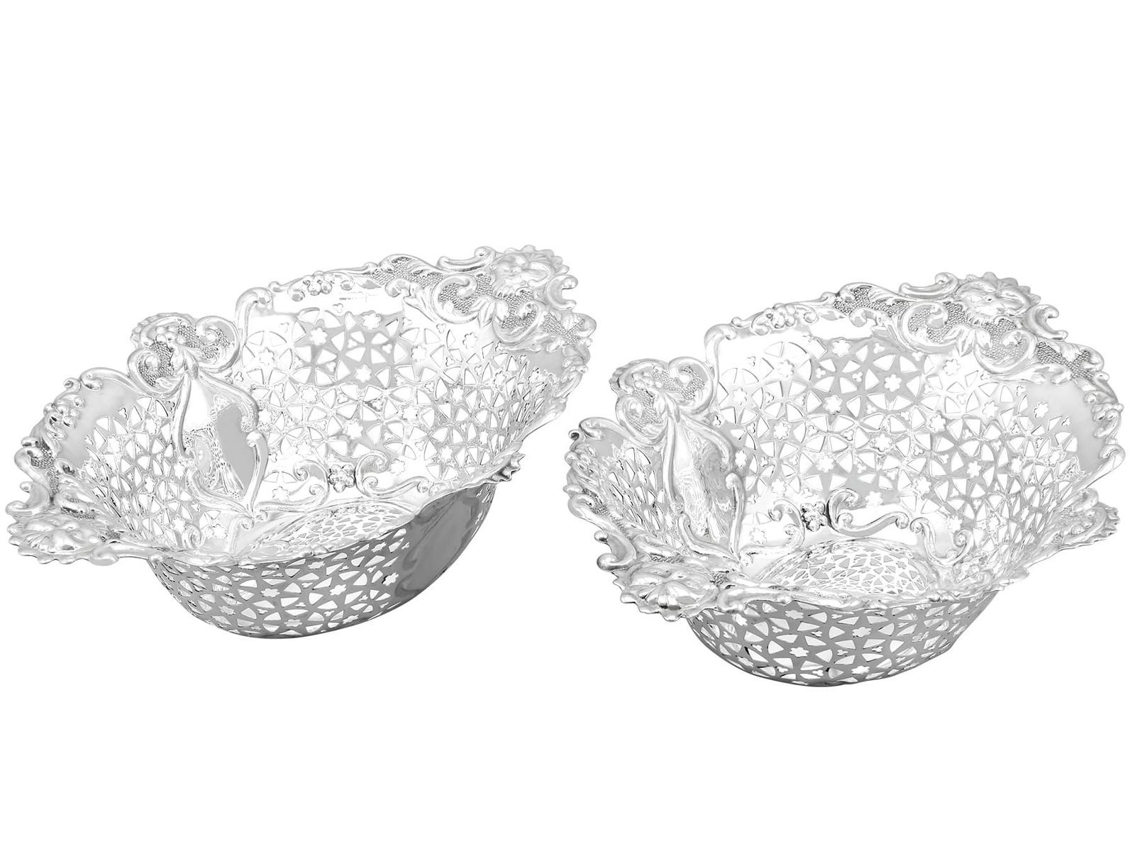 Antique Edwardian Sterling Silver Fruit Dishes (1 of 13)