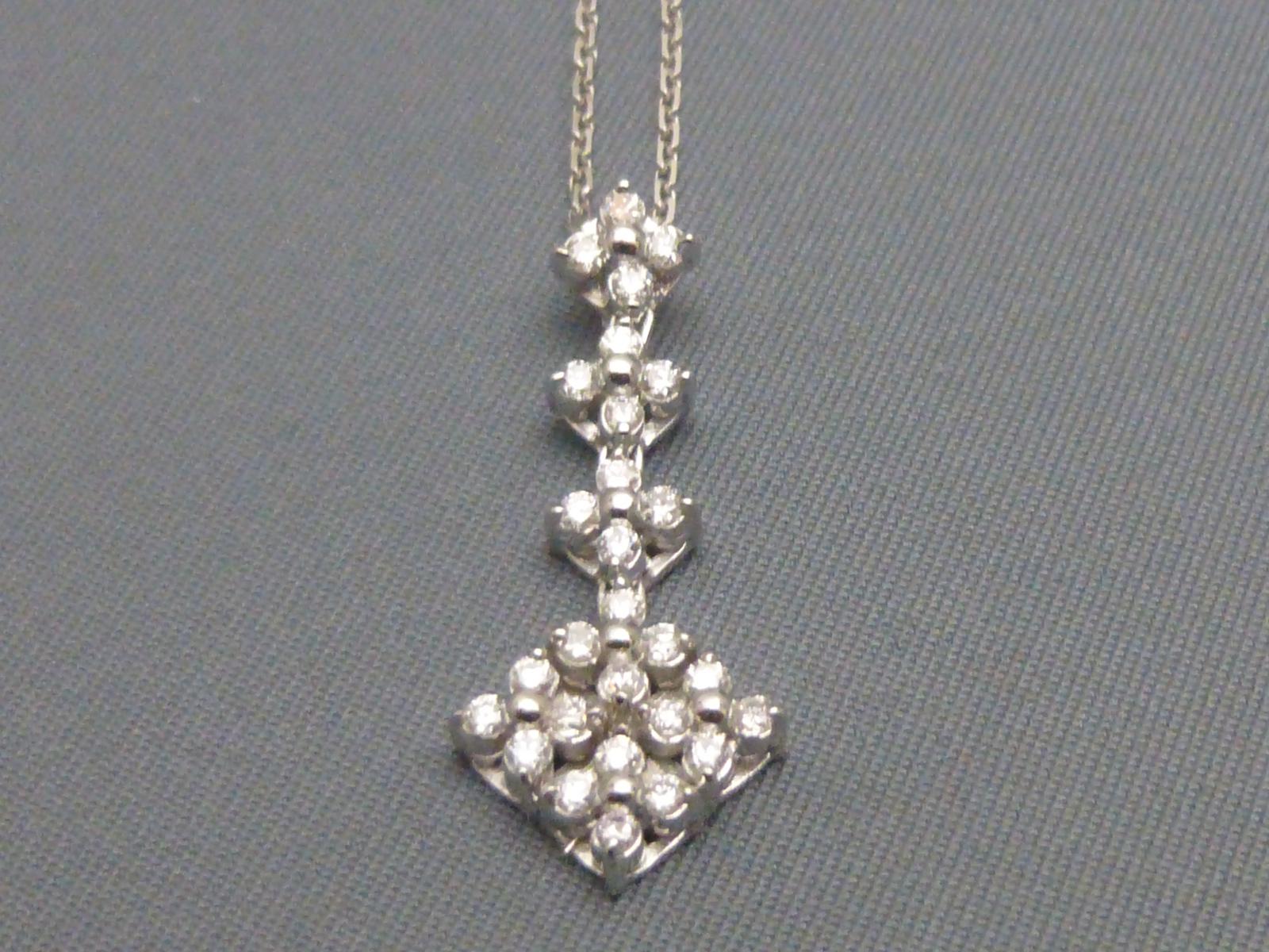 9ct White Gold Diamond Pendant and Chain (1 of 7)