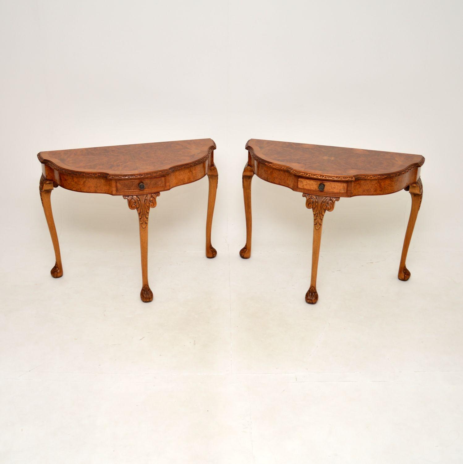 Pair of Queen Anne Style Burr Walnut Console Tables (1 of 12) Pair of Queen Anne Style Burr Walnut Console Tables (1 of 12)