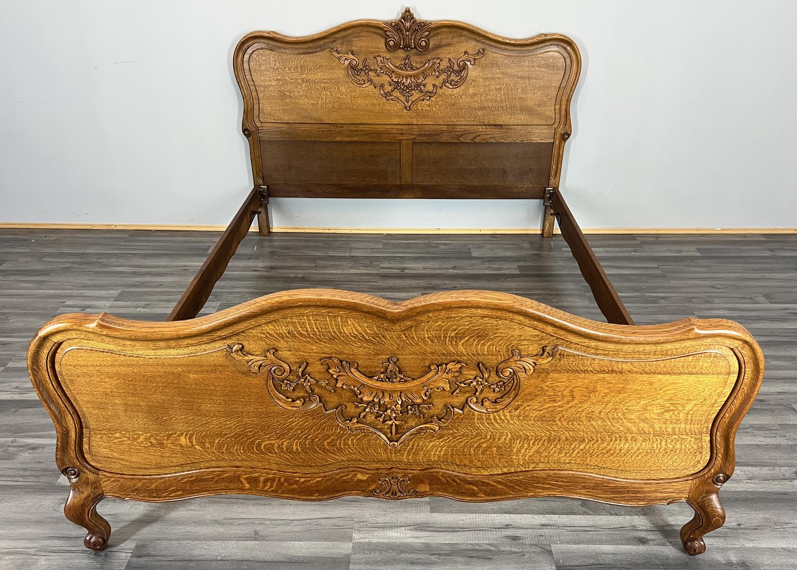 Bed Frame Vintage French Oak Double Carved Panel (1 of 10) Bed Frame Vintage French Oak Double Carved Panel (1 of 10)