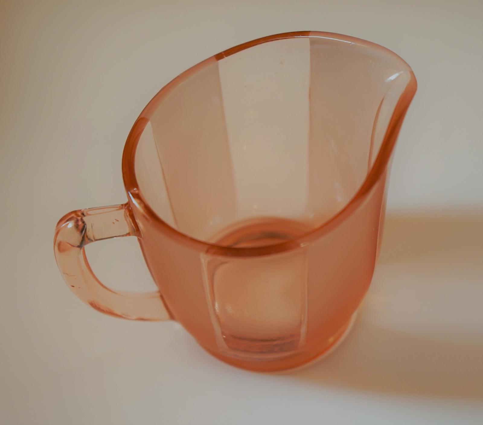 Art Deco Pink Pressed Glass Cream / Milk Jug 1930s (1 of 8)