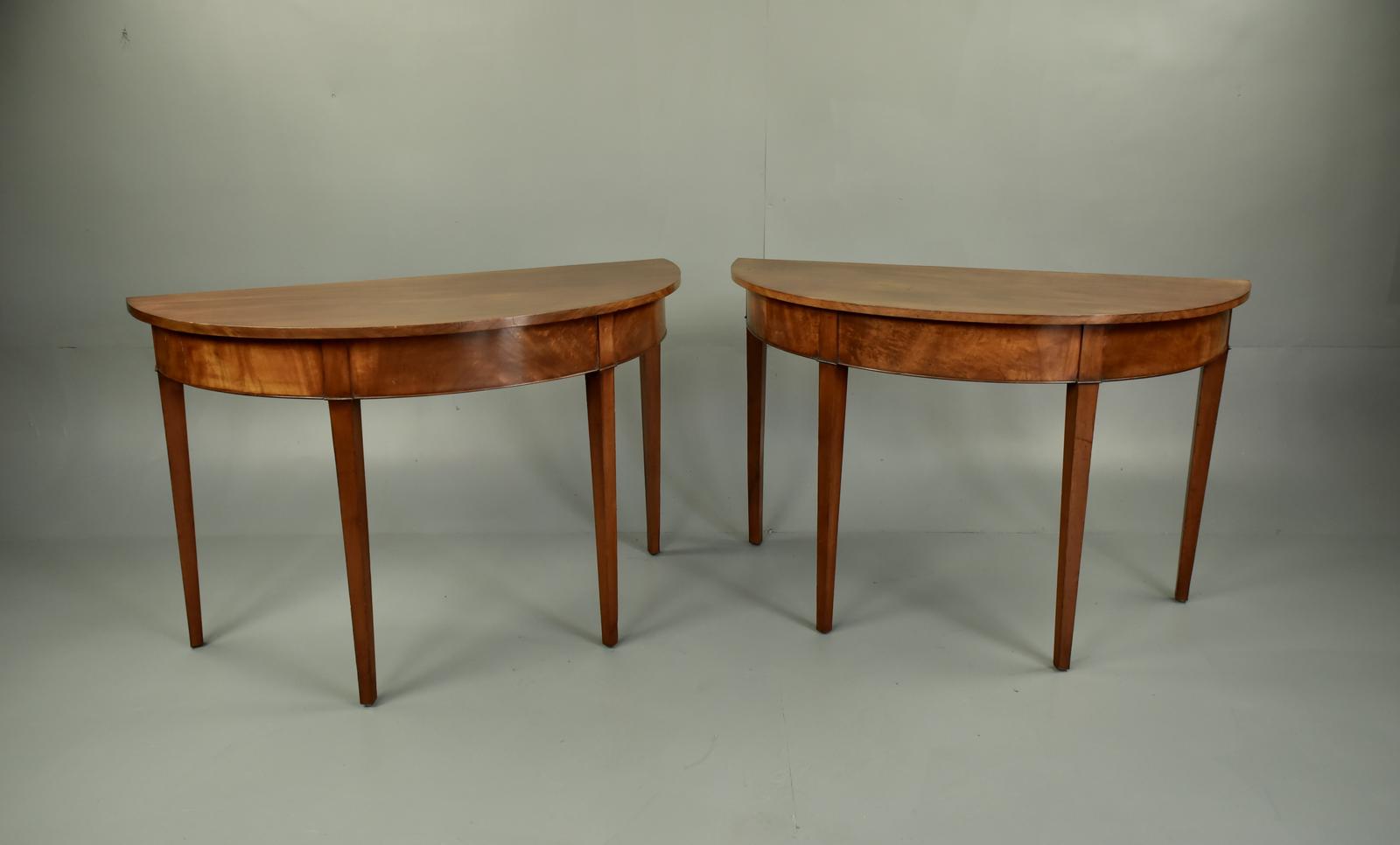 Pair of Georgian Mahogany Demi Lune Console Tables (1 of 6)