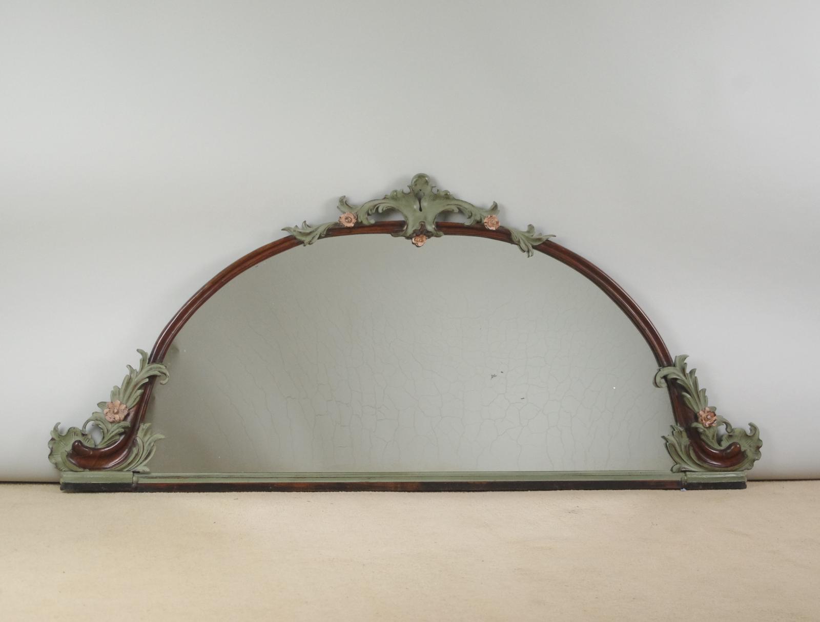 Victorian Mahogany & Painted Arch Top Overmantle Mirror (1 of 7)