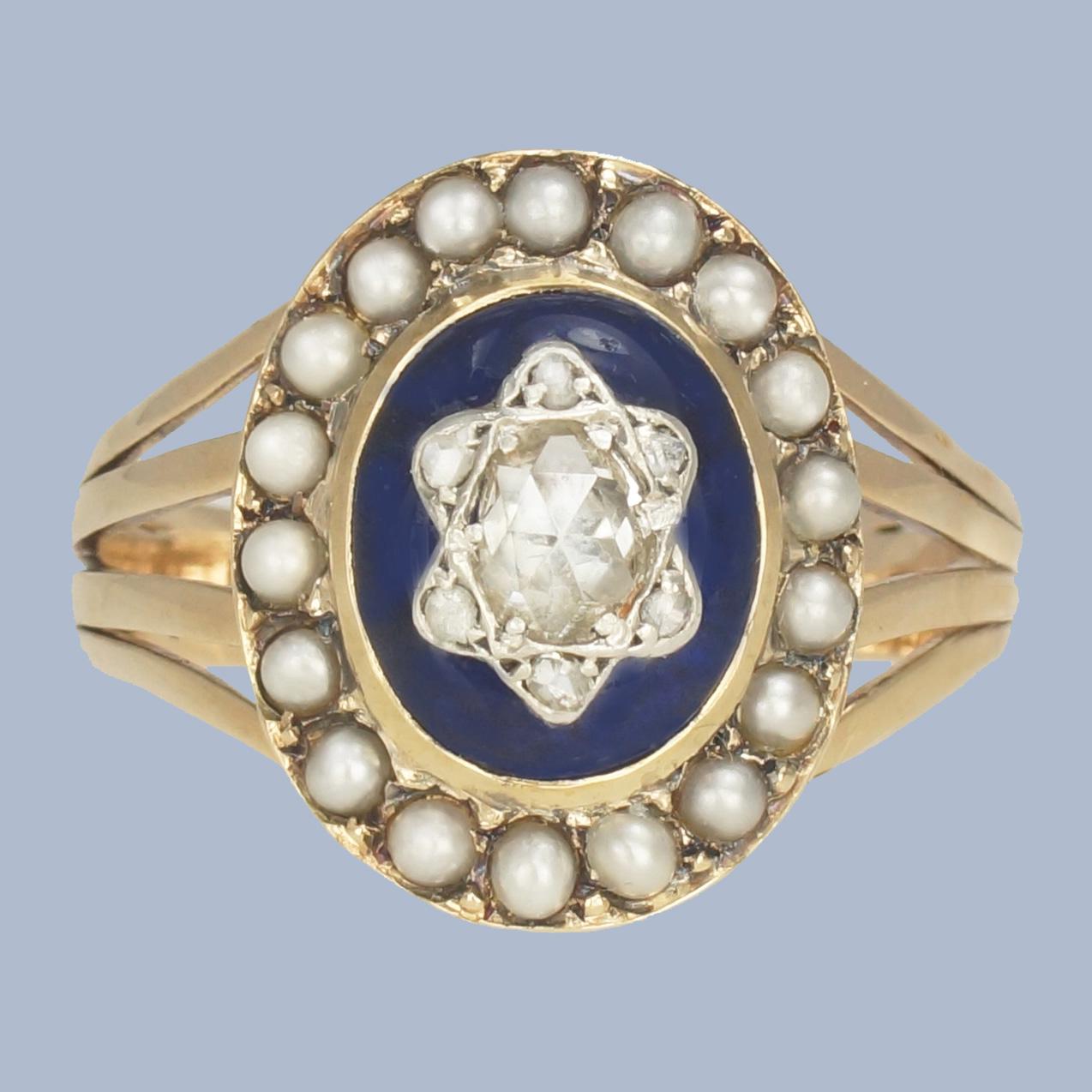 Georgian Rose Cut Diamond & Pearl Ring – 18ct Gold Bague au Firmament Circa 1820 (1 of 13)