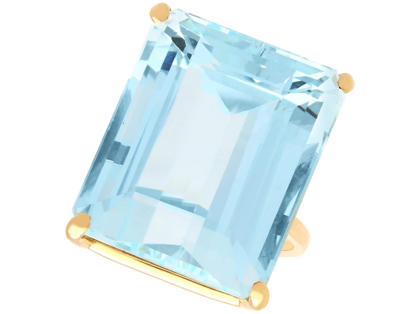 Vintage 37.60ct Aquamarine & 18k Yellow Gold Dress Ring 1950 (1 of 11)