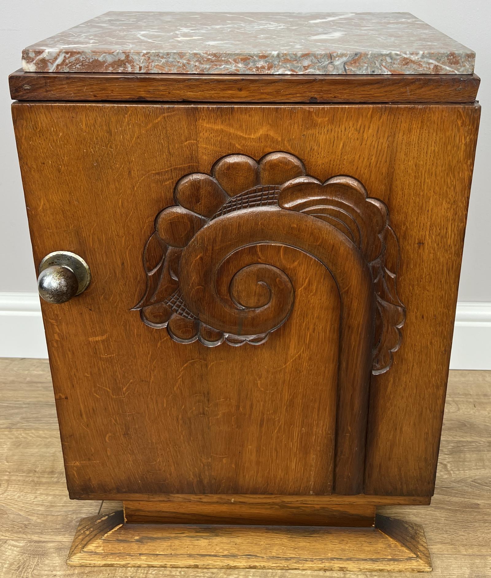 Bedside Table Antique French Art Deco Marble Top Oak Cabinet Nightstand (1 of 11) Bedside Table Antique French Art Deco Marble Top Oak Cabinet Nightstand (1 of 11)
