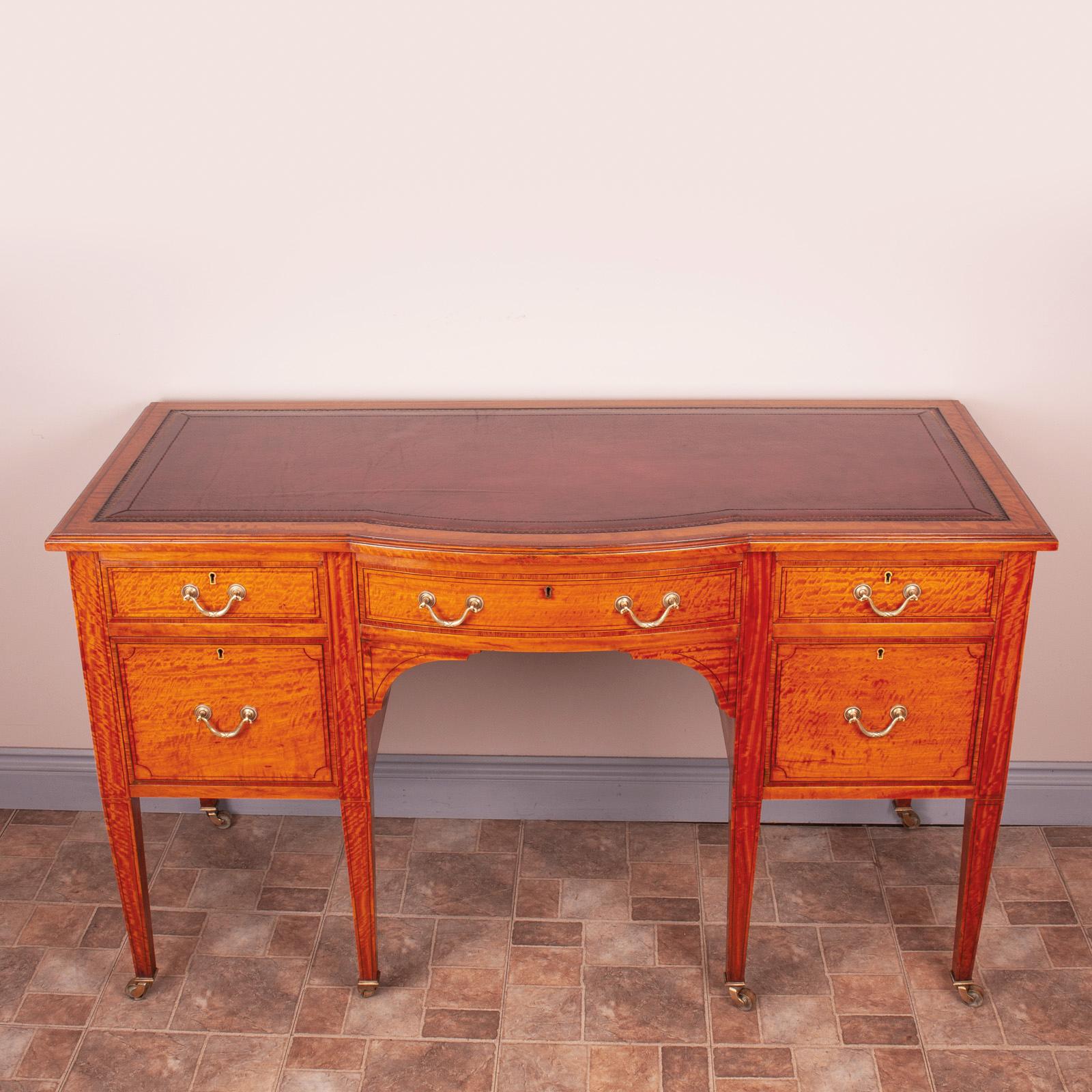Good Quality Inlaid Satinwood Writing Desk (1 of 13)