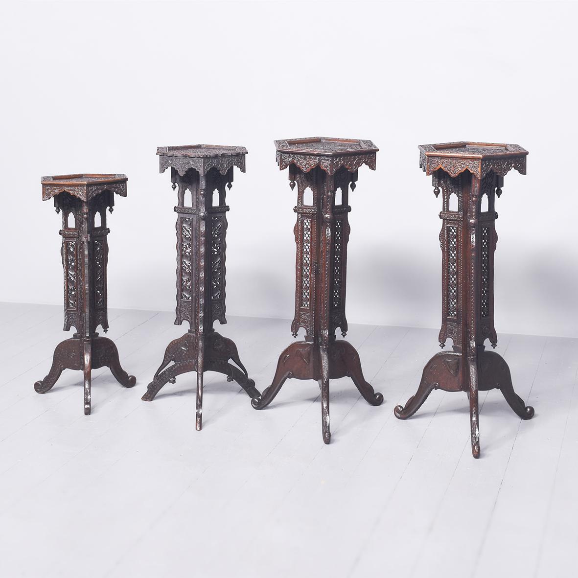 Four Similar Carved Indian Occasional Tall Tables (1 of 19)