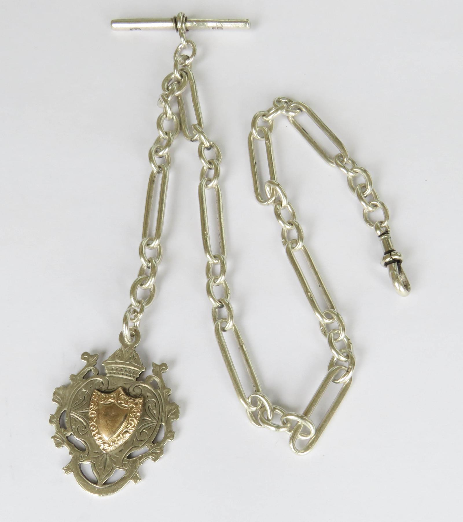 Antique Silver Churchill Chain and Fob (1 of 4)