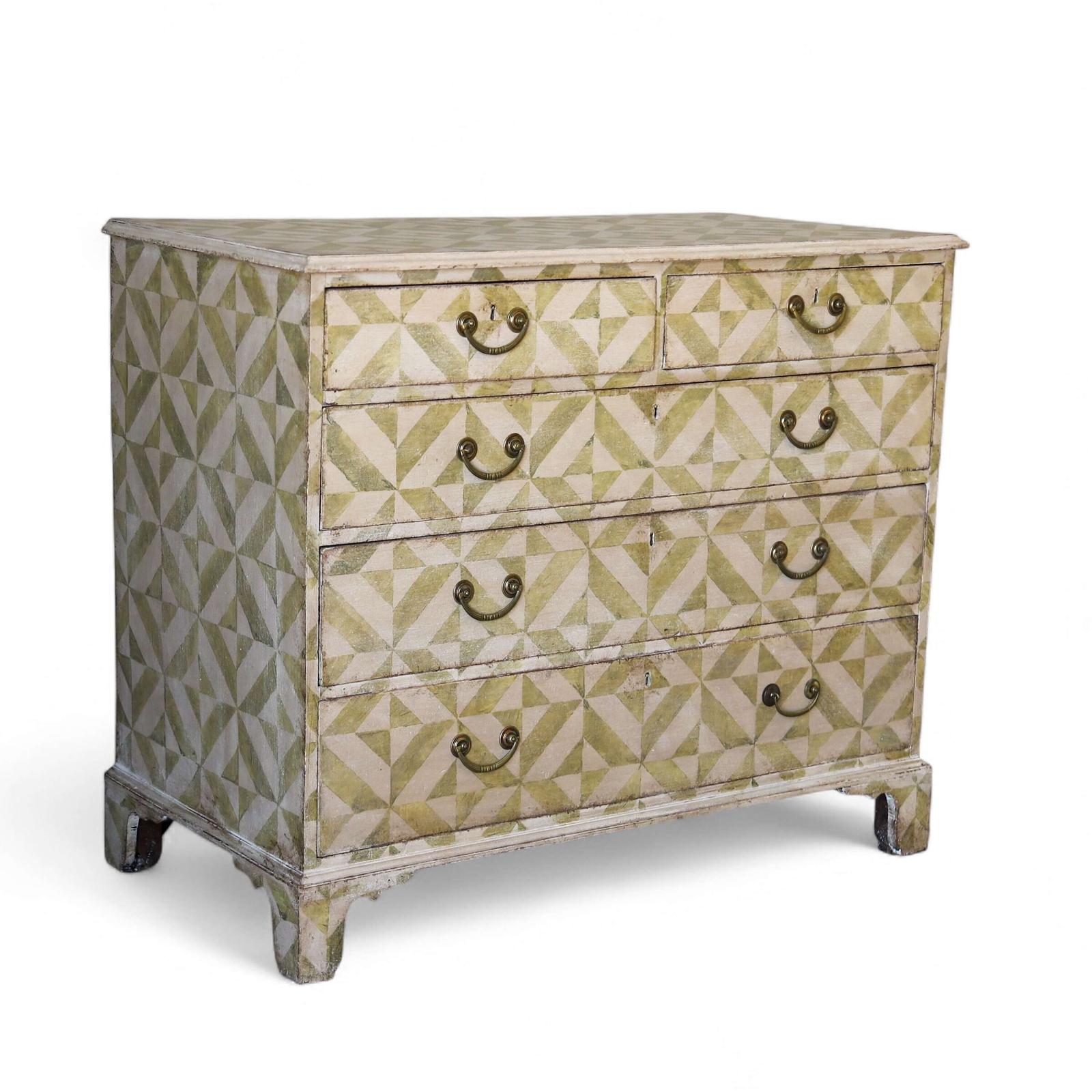 Georgian Straight‑Front Chest of Drawers - Later Geometric Paint Finish (1 of 17)