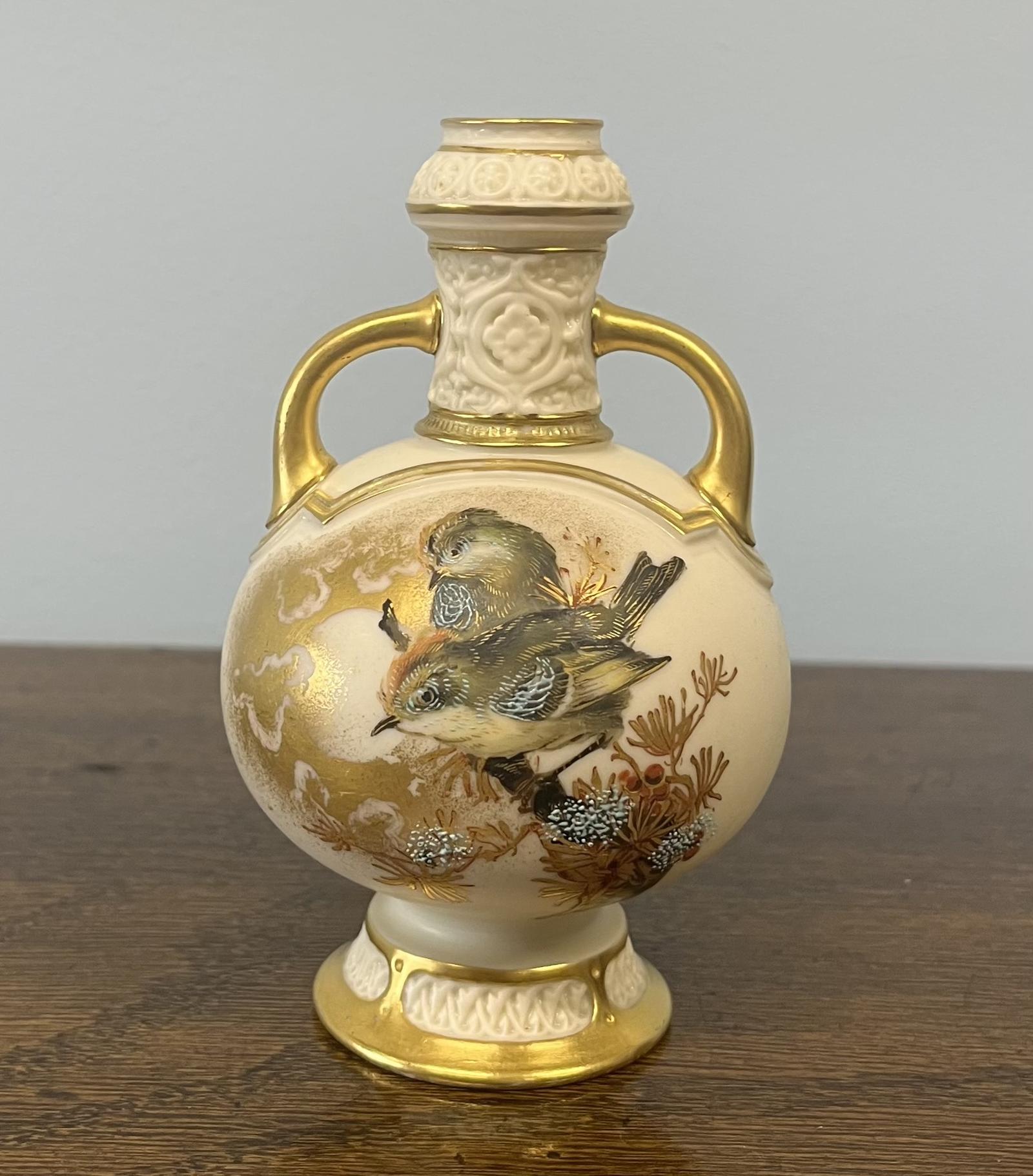 Rare Fine China Two-handled Vase by Royal Worcester (1 of 3)