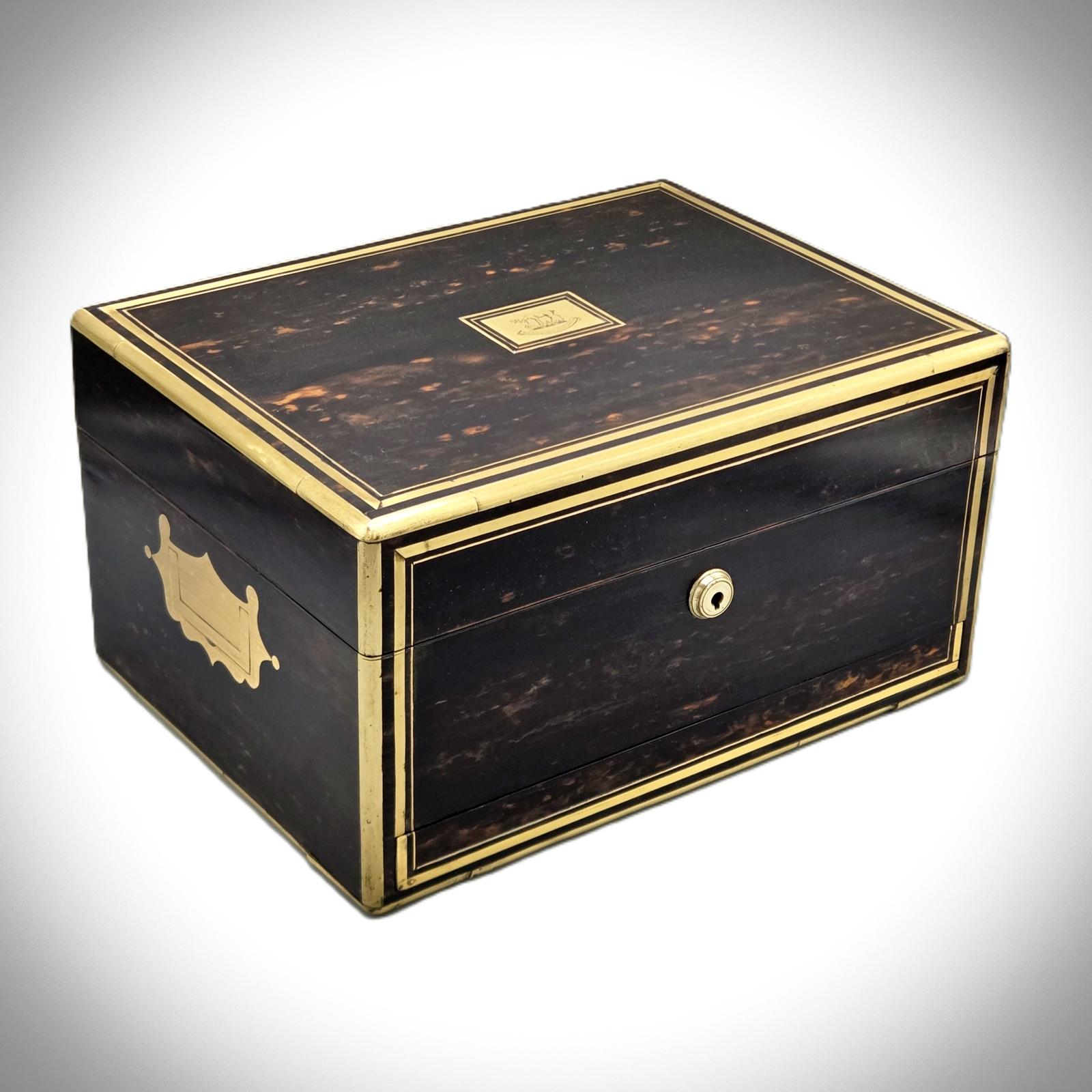Fine Victorian Brass Inlaid Coromandel Jewellery Box (1 of 12)