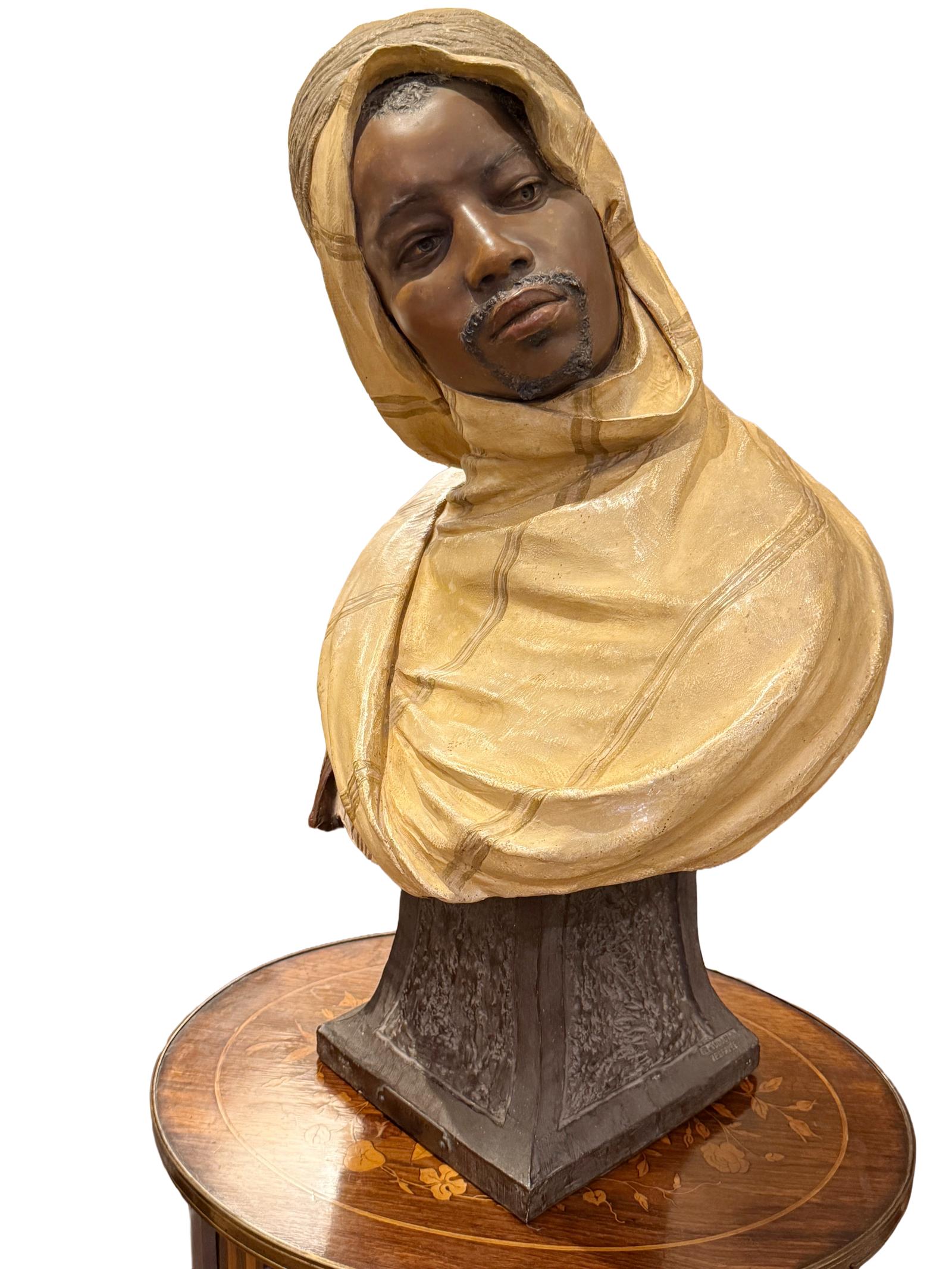 Antique Polychrome Terracotta Goldscheider Bust of a Young Moroccan Man (1 of 10) Antique Polychrome Terracotta Goldscheider Bust of a Young Moroccan Man (1 of 10)