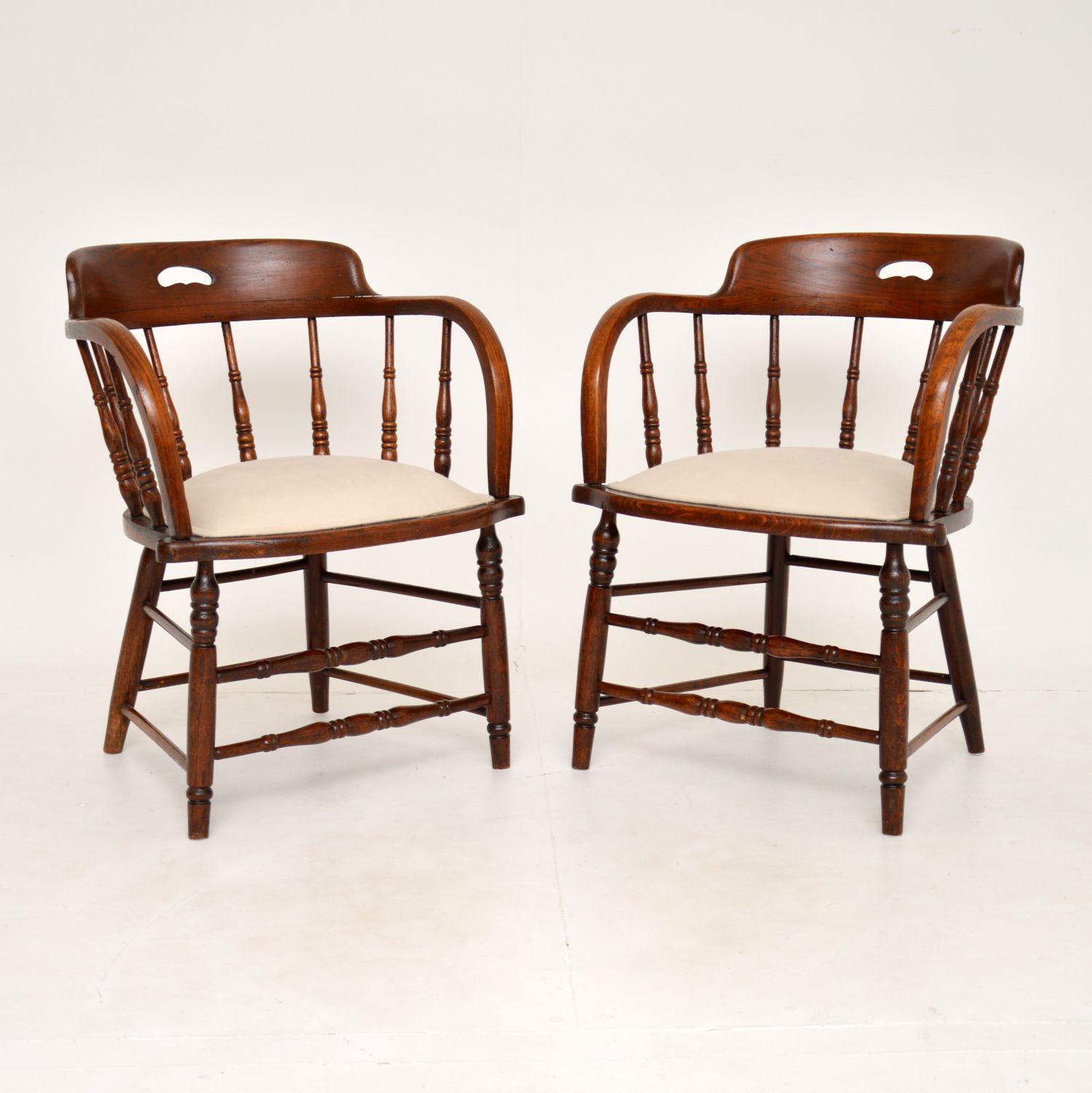 Pair of Antique Victorian Solid Elm Armchairs (1 of 8) Pair of Antique Victorian Solid Elm Armchairs (1 of 8)
