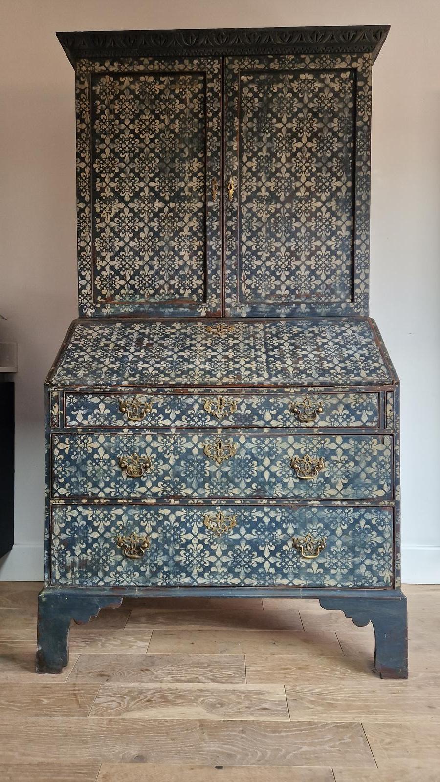 Georgian Painted Bureau Bookcase (1 of 10)