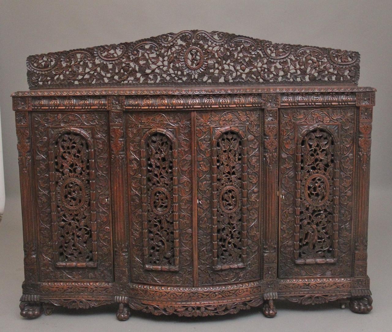 19th Century Anglo-Indian Carved Cabinet (1 of 18)