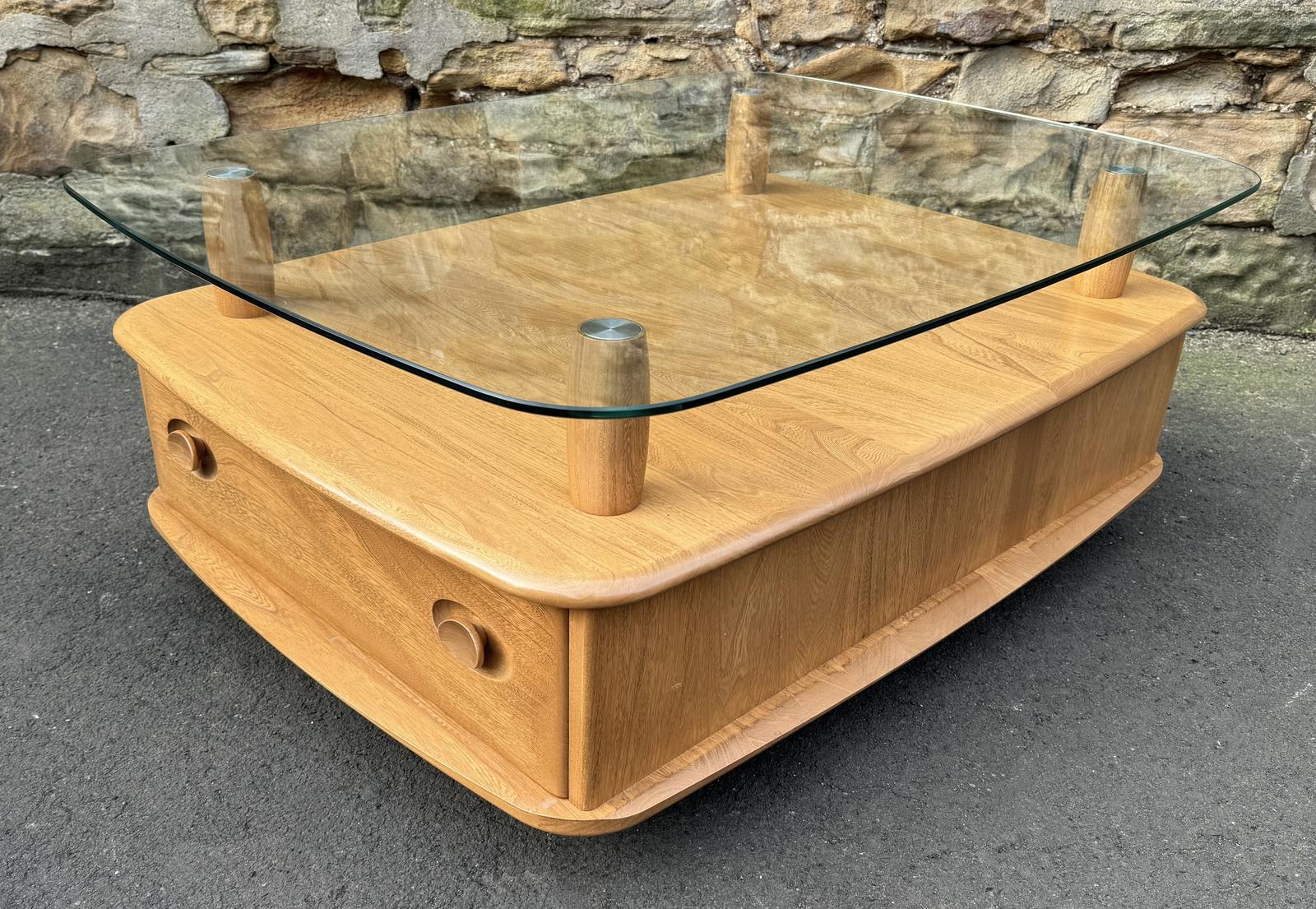 Ercol Light Elm Windsor Glass Top Coffee Table - Pandoras Box (1 of 14) Ercol Light Elm Windsor Glass Top Coffee Table - Pandoras Box (1 of 14)
