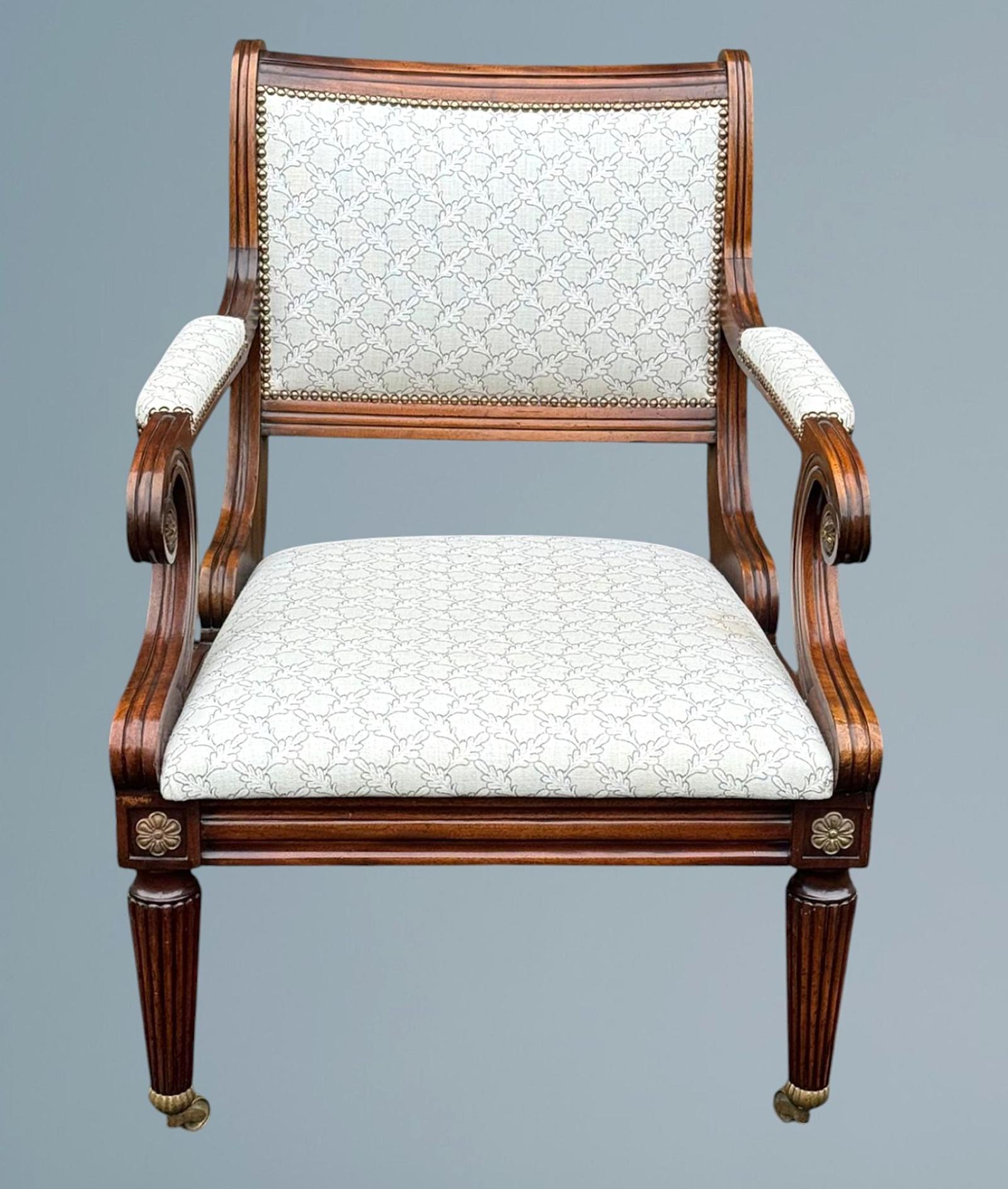 Mahogany Open Arm Chair In The Regency Style (1 of 21)
