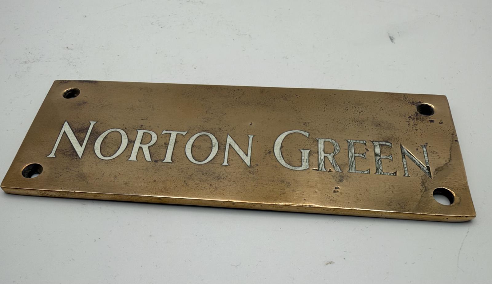 Bronze “norton Green” Name Plate (1 of 5) Bronze “norton Green” Name Plate (1 of 5)