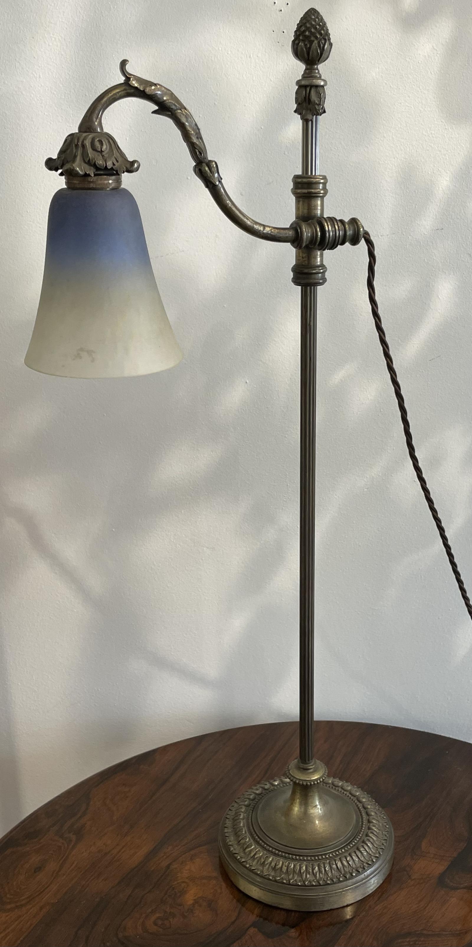 Quality Bronzed Adjustable Table Lamp With Shade (1 of 8) Quality Bronzed Adjustable Table Lamp With Shade (1 of 8)