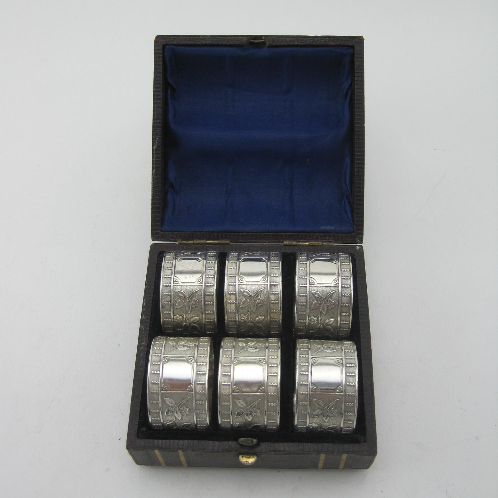 Boxed Set of 6 Late Victorian Silver Plated Napkin Rings (1 of 6)