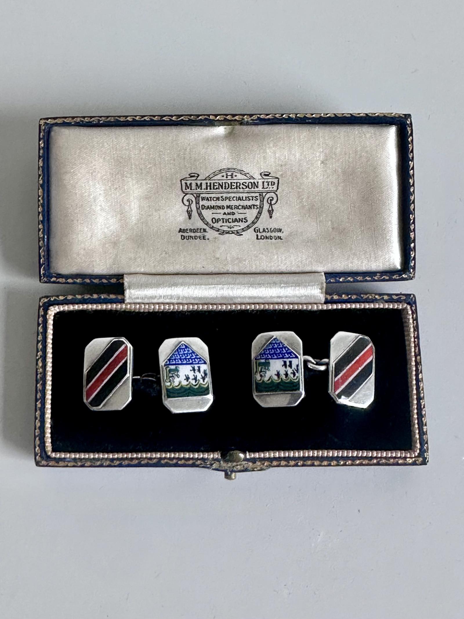 Art Deco Antique Silver and Enamel Cufflinks (1 of 7)