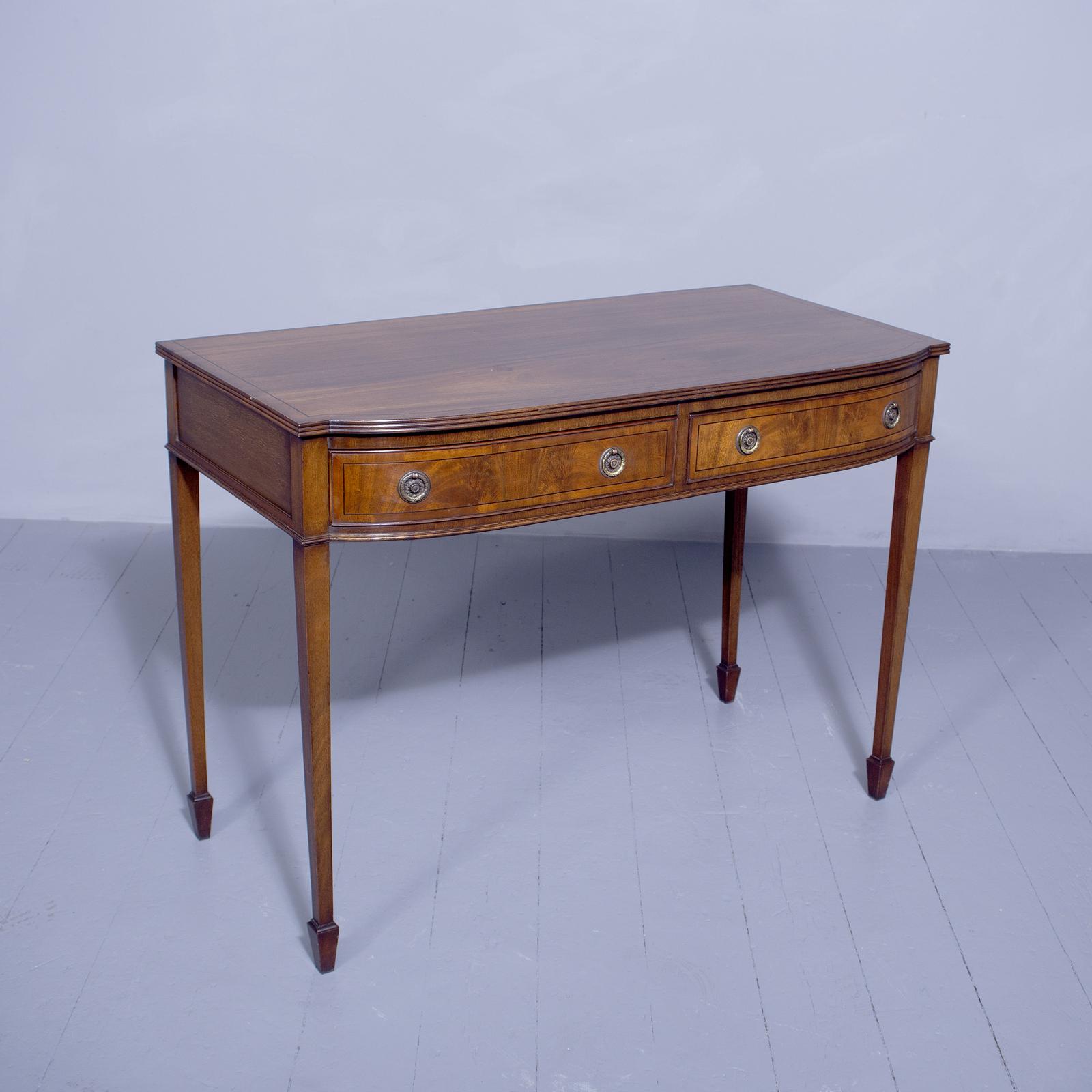 A George III Style Mahogany and Inlaid Bow Fronted Side Table (1 of 6) A George III Style Mahogany and Inlaid Bow Fronted Side Table (1 of 6)