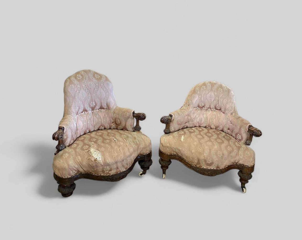 Two Victorian Walnut Conversation Chairs (1 of 11)