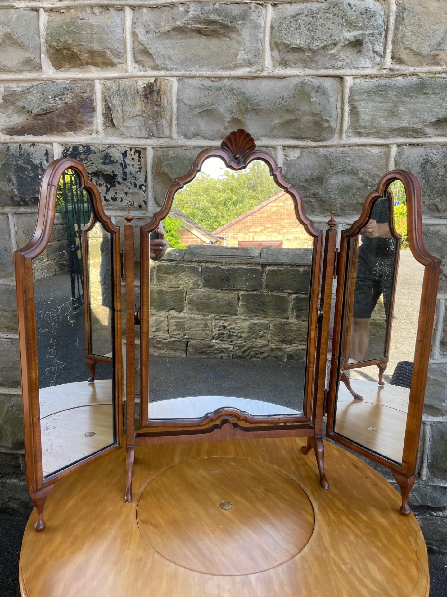 Antique Walnut Trip-Tych Dressing Table Mirror (1 of 9)