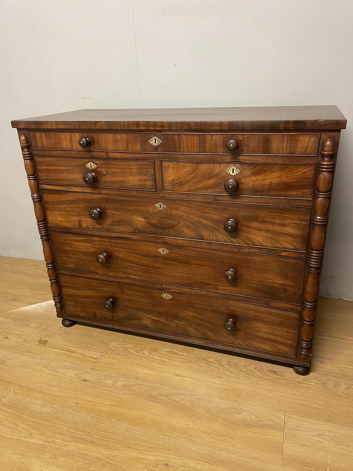 Late Regency Flame Mahogany  Five Height Chest of Drawers (1 of 13)