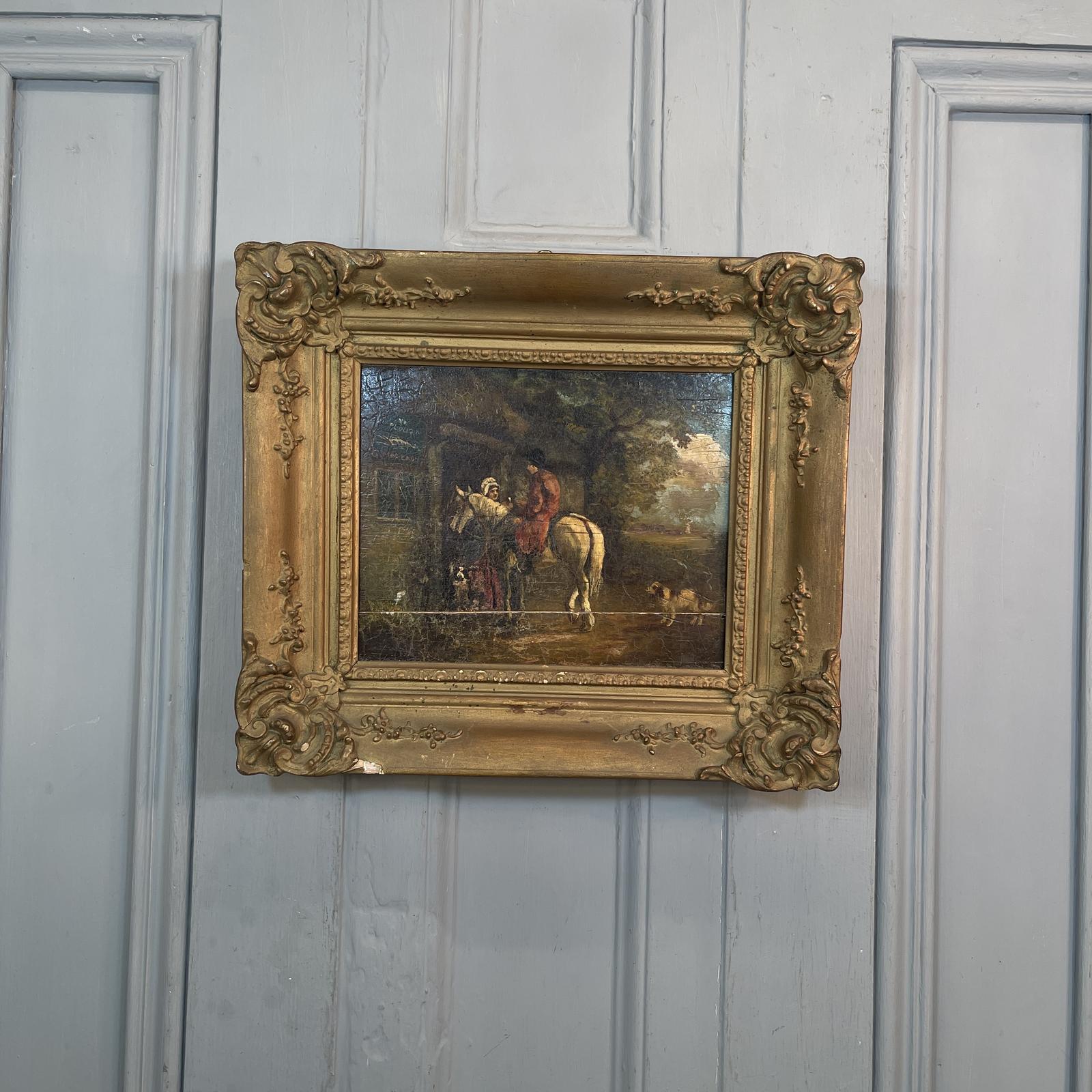 Antique Georgian Oil Painting Study of Peasants by an Inn by George Morland (1 of 10)