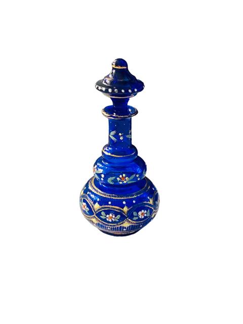 Antique Bohemian Bristol Blue Enamelled & Gilt Perfume Scent Bottle c.1900 (1 of 9) Antique Bohemian Bristol Blue Enamelled & Gilt Perfume Scent Bottle c.1900 (1 of 9)