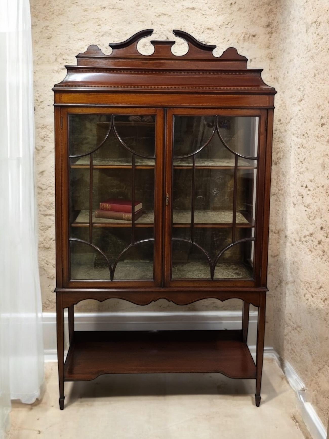 Antique Edwardian Display Cabinet / Inlaid Mahogany / C1900 (1 of 11)