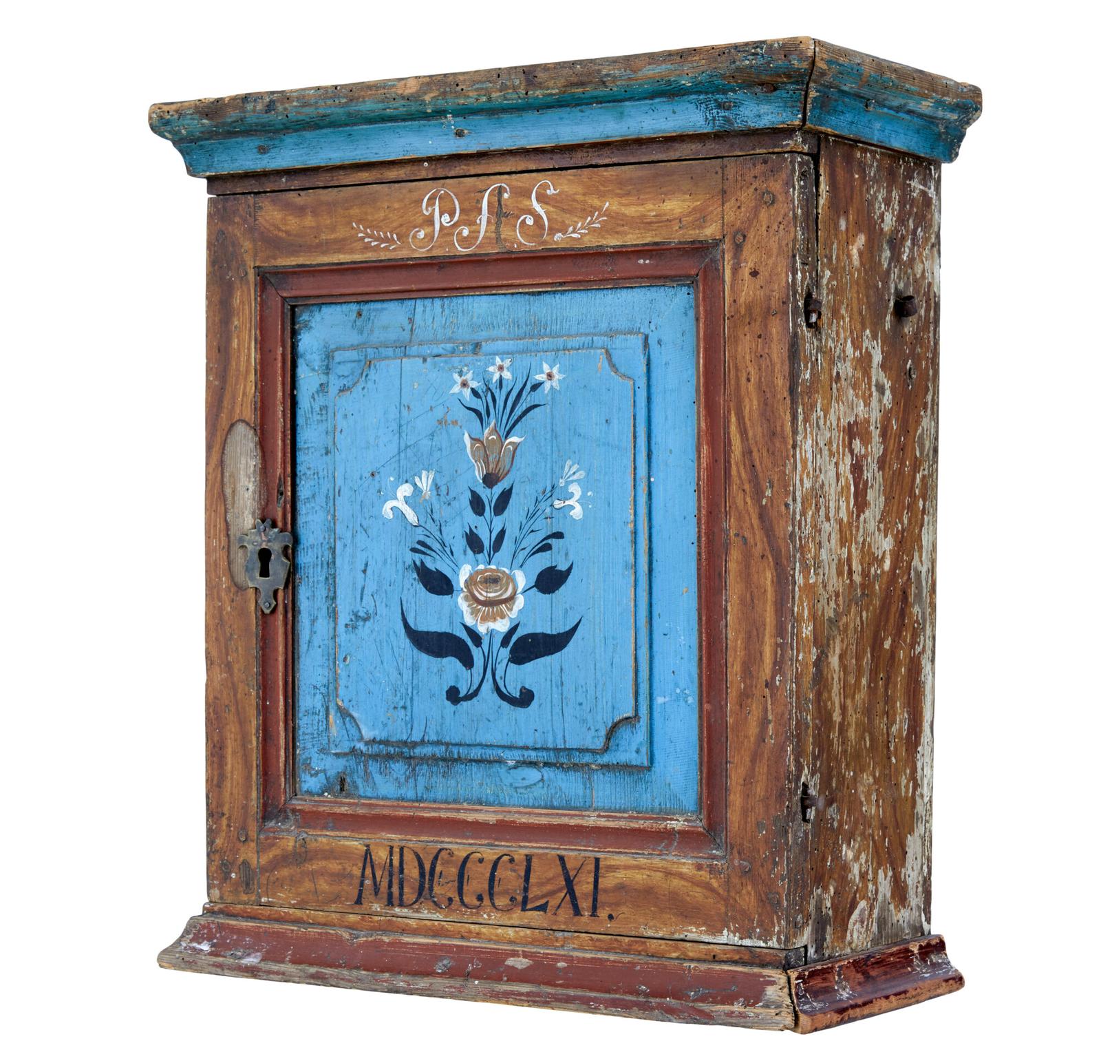 Hand Painted Mid 19th Century Swedish Pine Wall Cupboard (1 of 9) Hand Painted Mid 19th Century Swedish Pine Wall Cupboard (1 of 9)