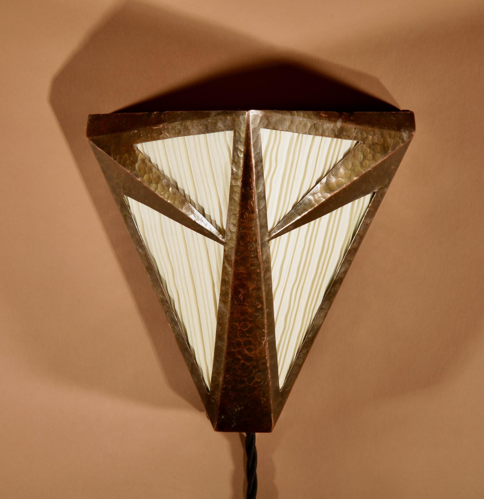 Amsterdam School Style Hand Chassid Copper Wall Lamp (1 of 8)