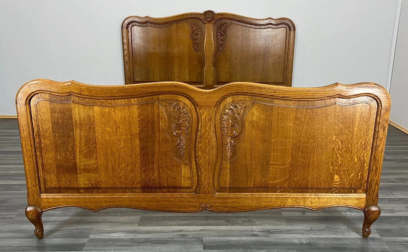 Bed Vintage French Oak Double Bed Frame Carved Headboard (1 of 9) Bed Vintage French Oak Double Bed Frame Carved Headboard (1 of 9)