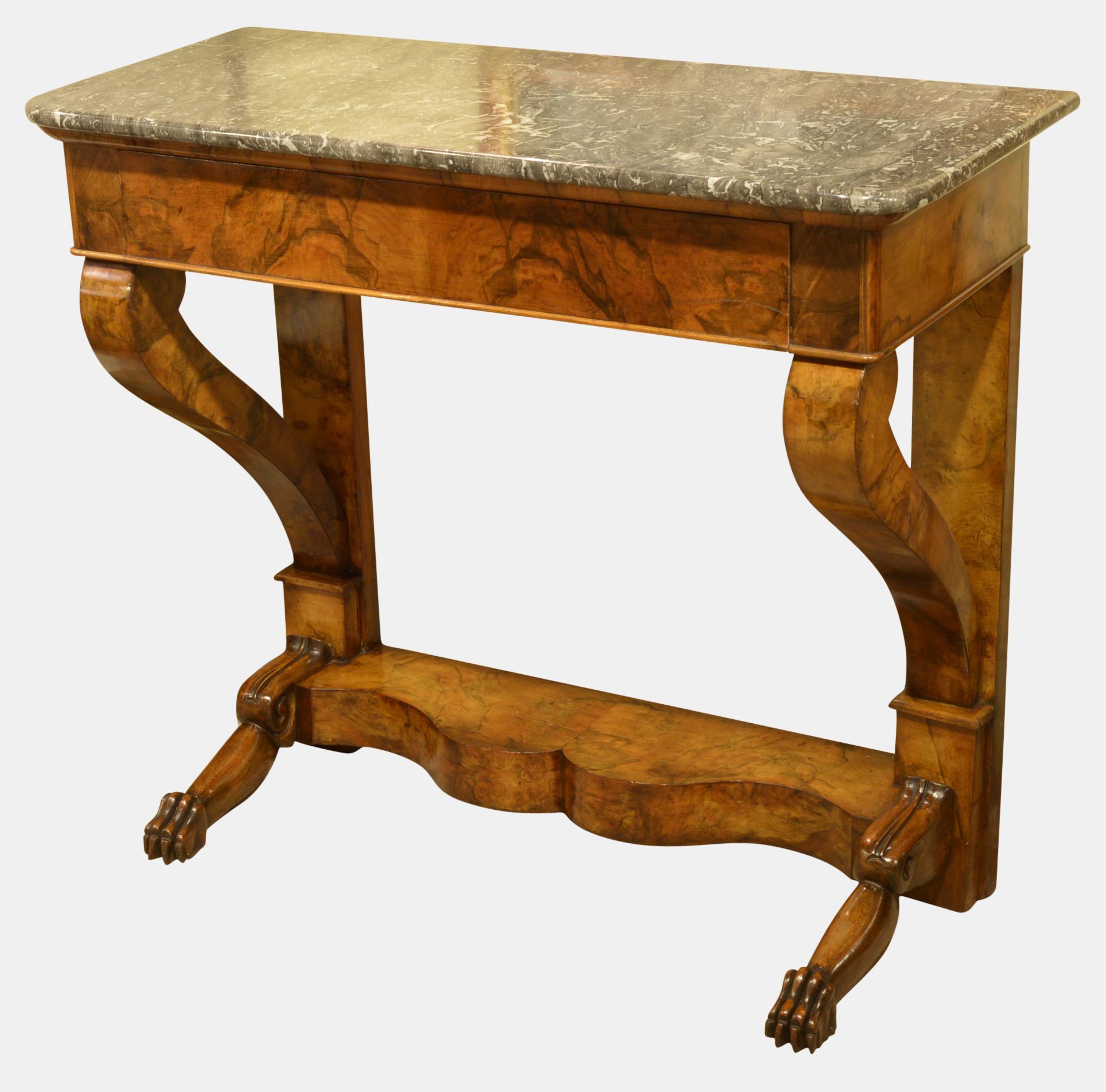 19th Century Marble Topped Walnut Console Table (1 of 1) 19th Century Marble Topped Walnut Console Table (1 of 1)
