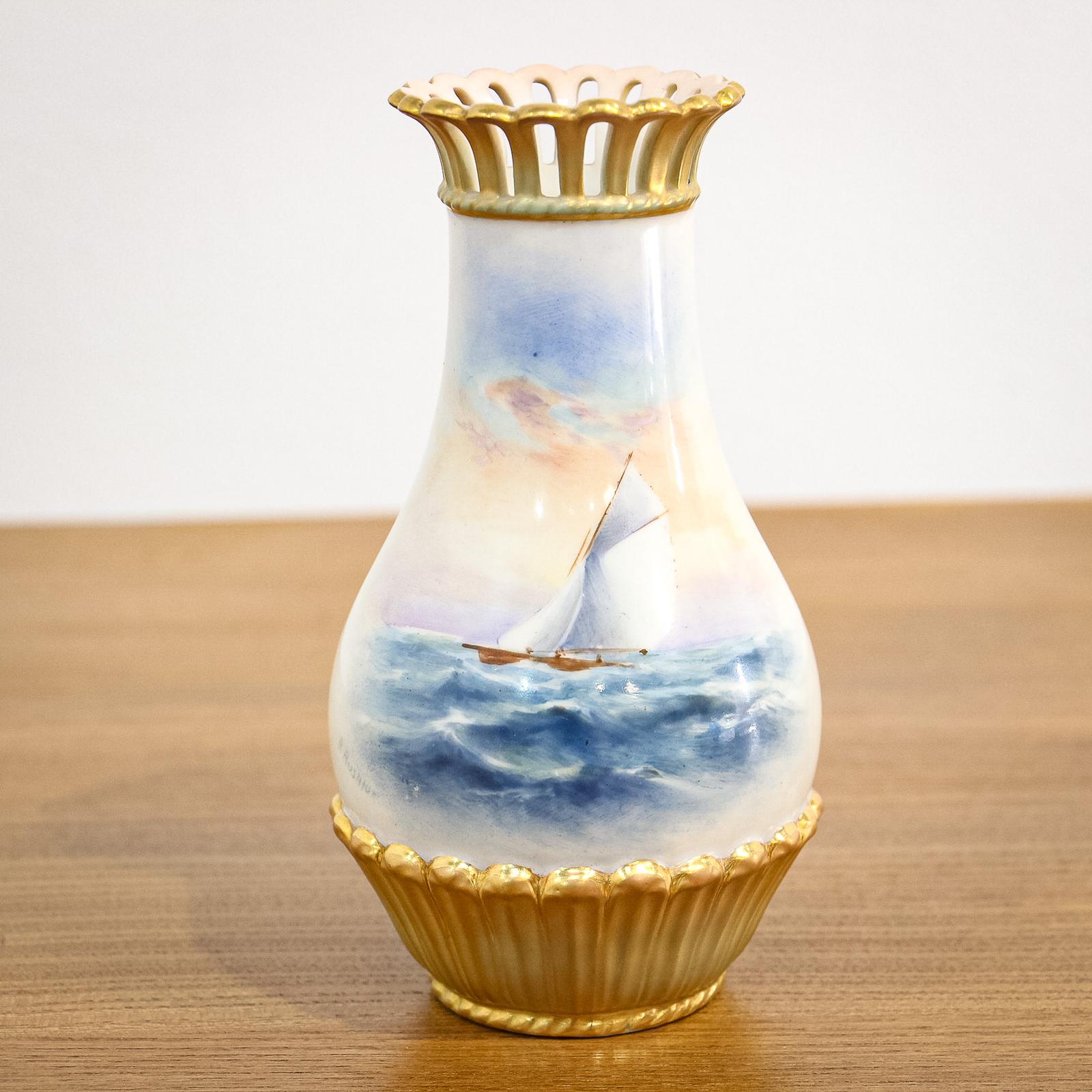 Royal Worcester Seascape Reticulated Vase (1 of 9)