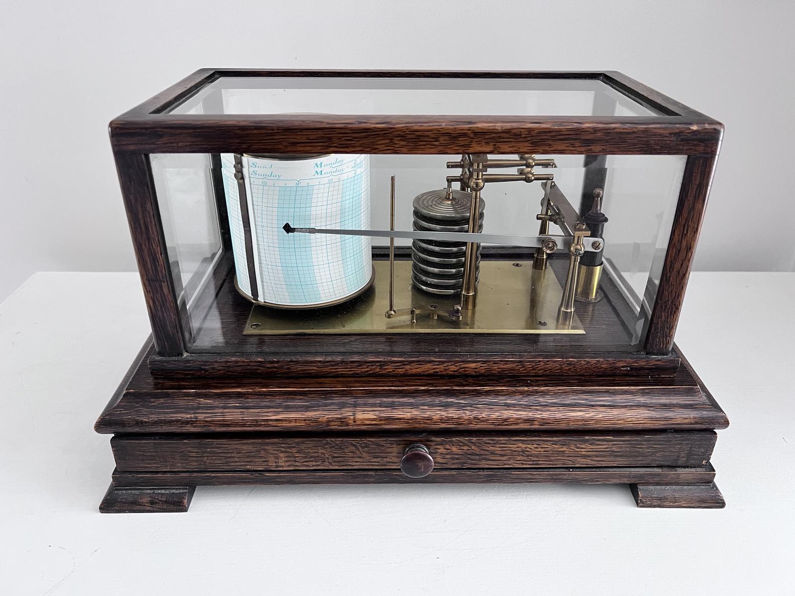 Imposing English Oak Barograph (1 of 4)