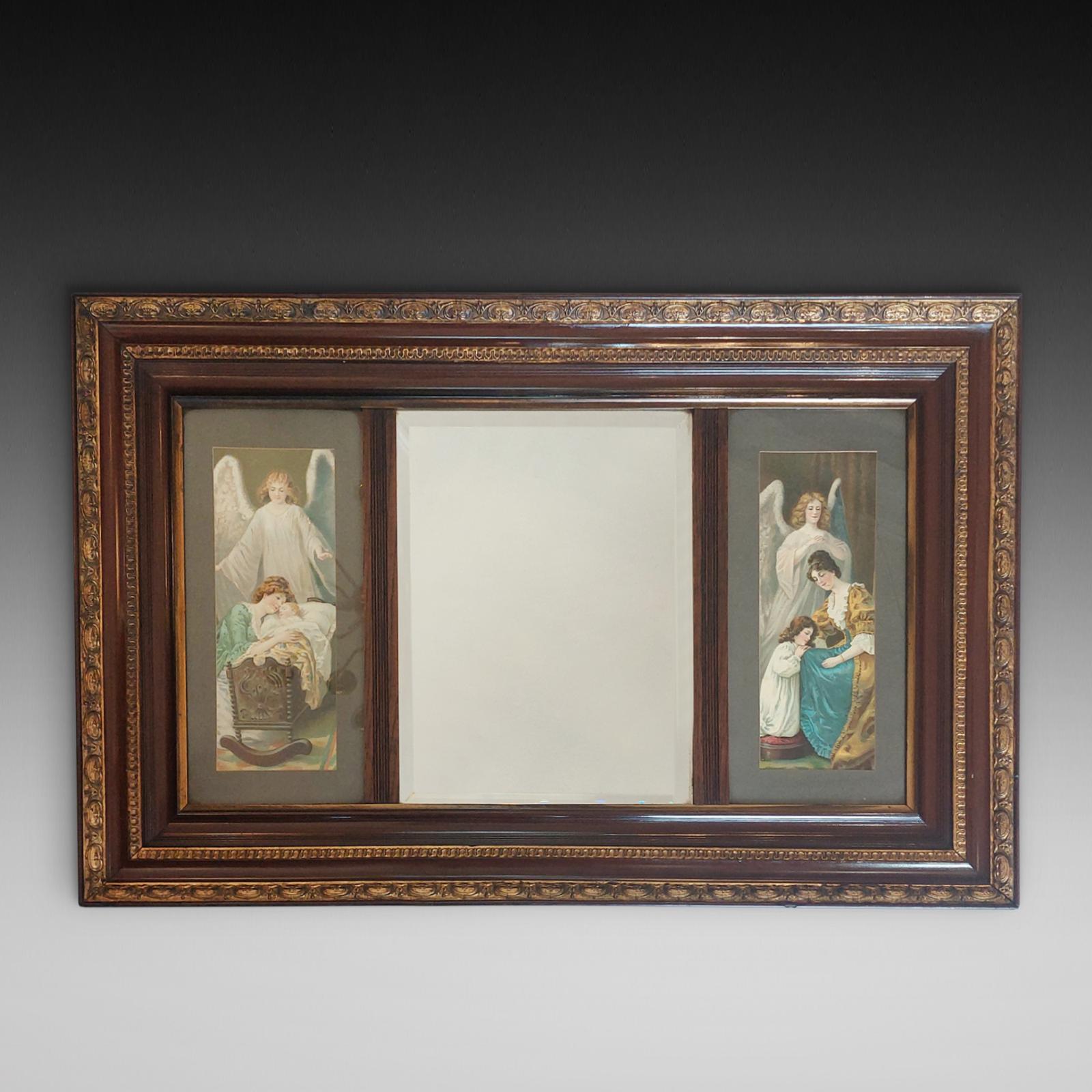 Late 19thc Walnut Devotional Wall Mirror (1 of 7)