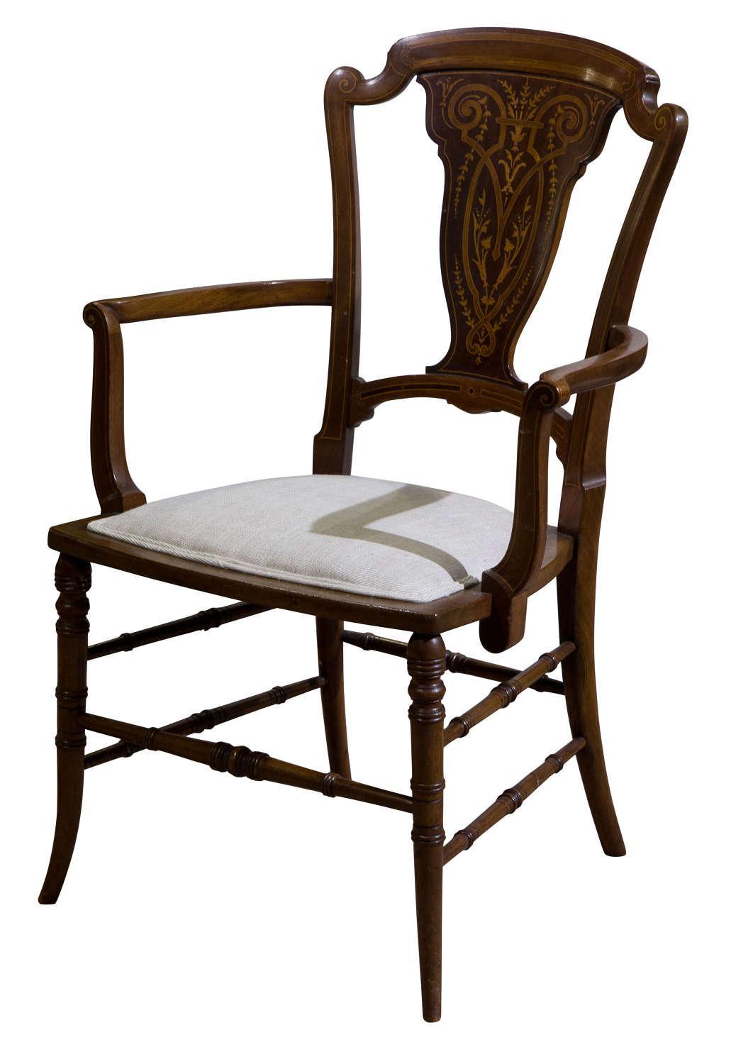 Inlaid Mahogany Bedroom Armchair (1 of 7) Inlaid Mahogany Bedroom Armchair (1 of 7)