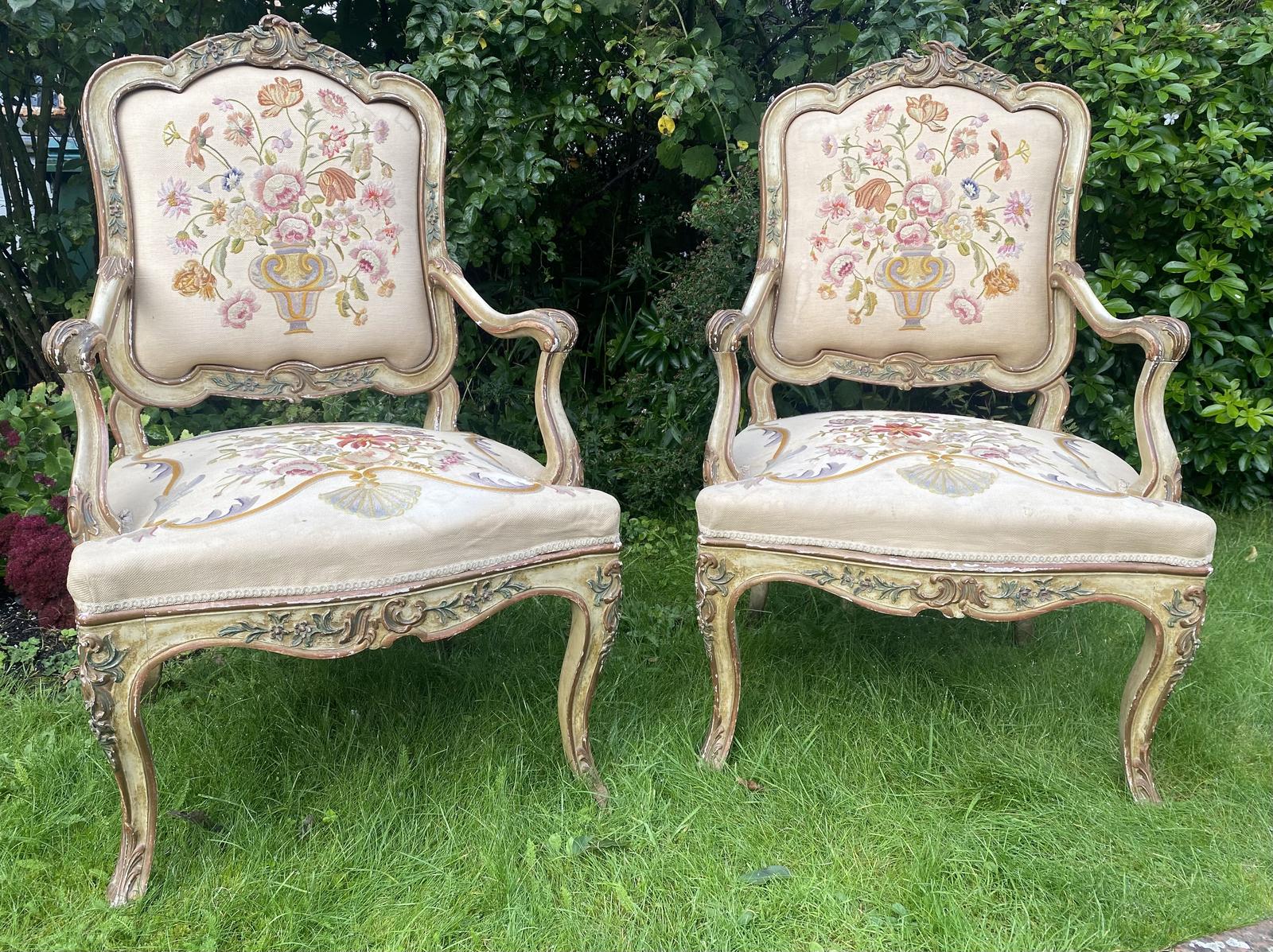 Pair of Venetian Painted Armchairs (1 of 6)