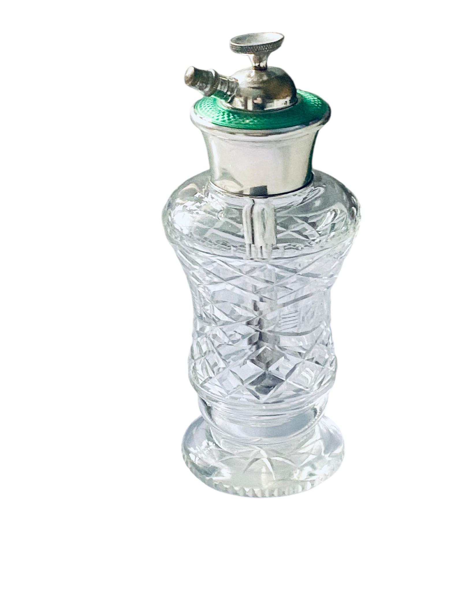 Antique Cut Glass Perfume Scent Atomiser Bottle with Silver & Guilloche Enamel Collar c.1915 (1 of 9) Antique Cut Glass Perfume Scent Atomiser Bottle with Silver & Guilloche Enamel Collar c.1915 (1 of 9)